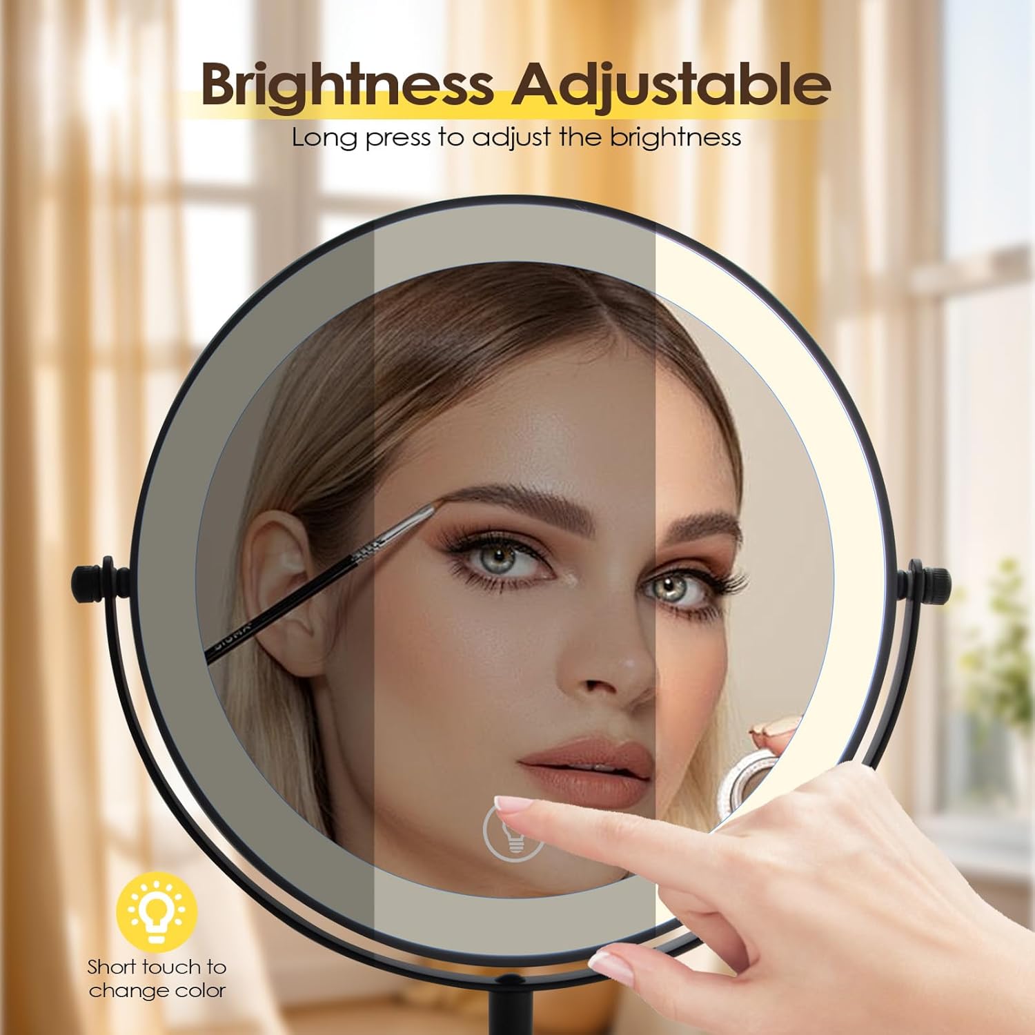 Cuteefun Specchio Trucco con Luci e Ingrandimento 10X, Nero - immagine 5