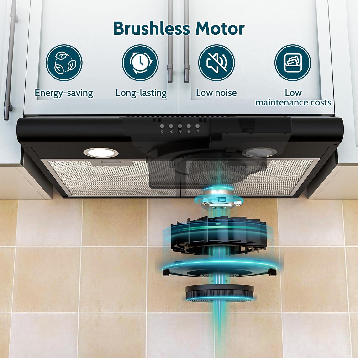 Firegas Cappa Aspirante Sottopensile 60cm, Nera - immagine 3