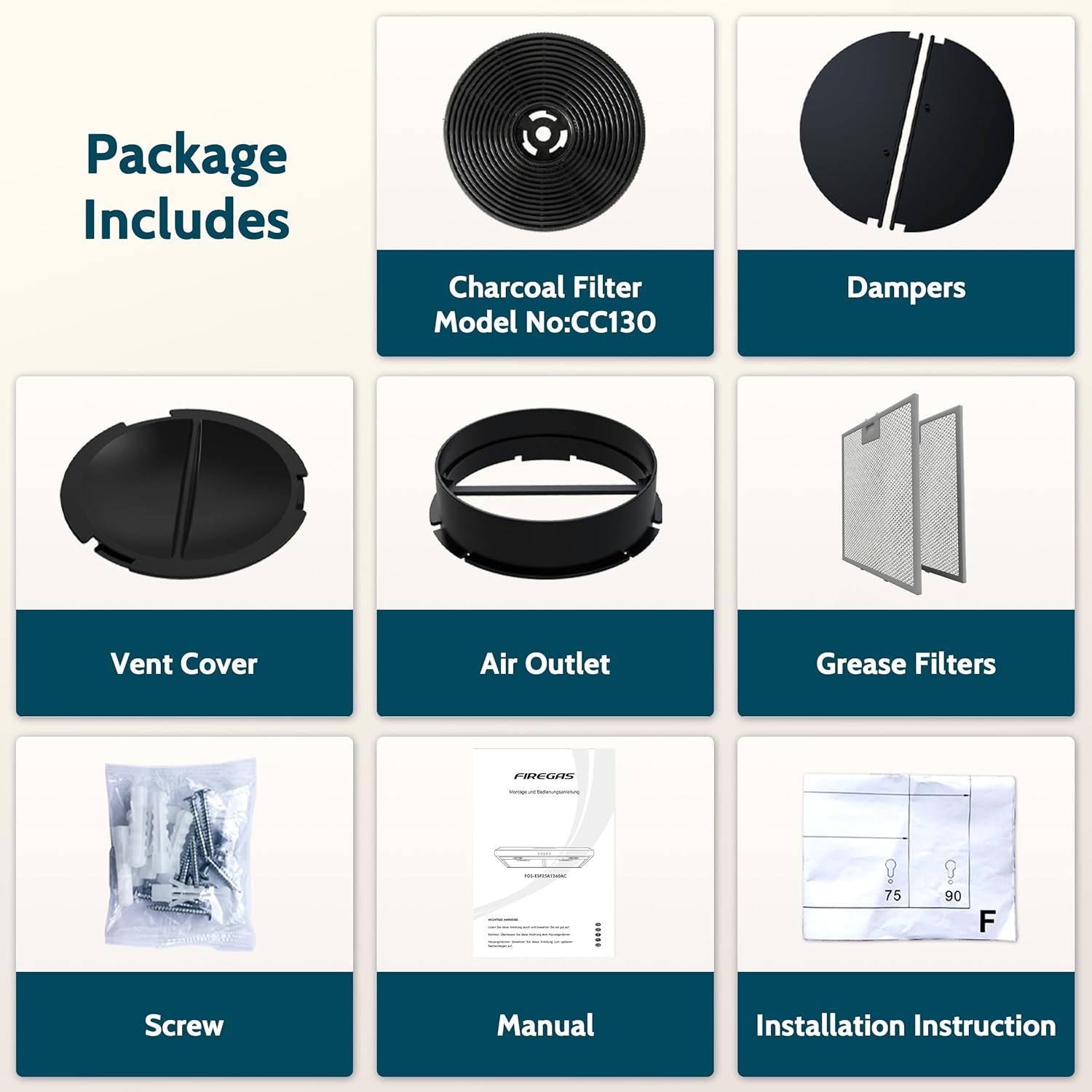 Firegas Cappa Aspirante Sottopensile 60cm, Nera - immagine 9