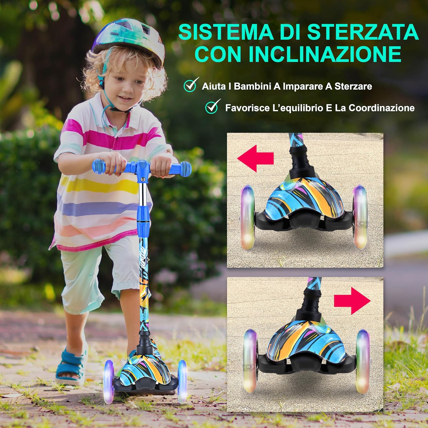 Hurtle Monopattino 3 Ruote con Luci LED - immagine 2