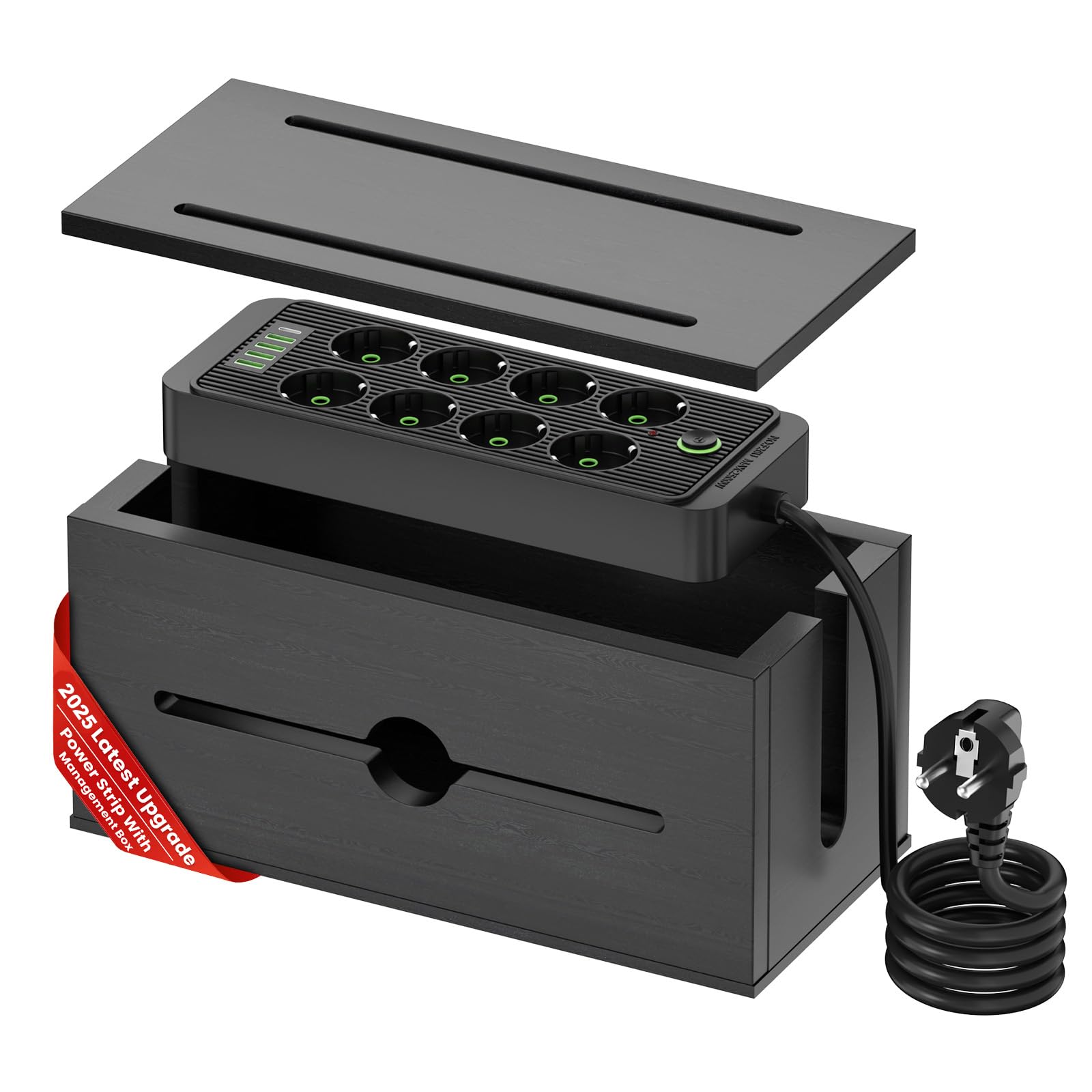 Scatola per Cavi in Legno con Presa Multipla