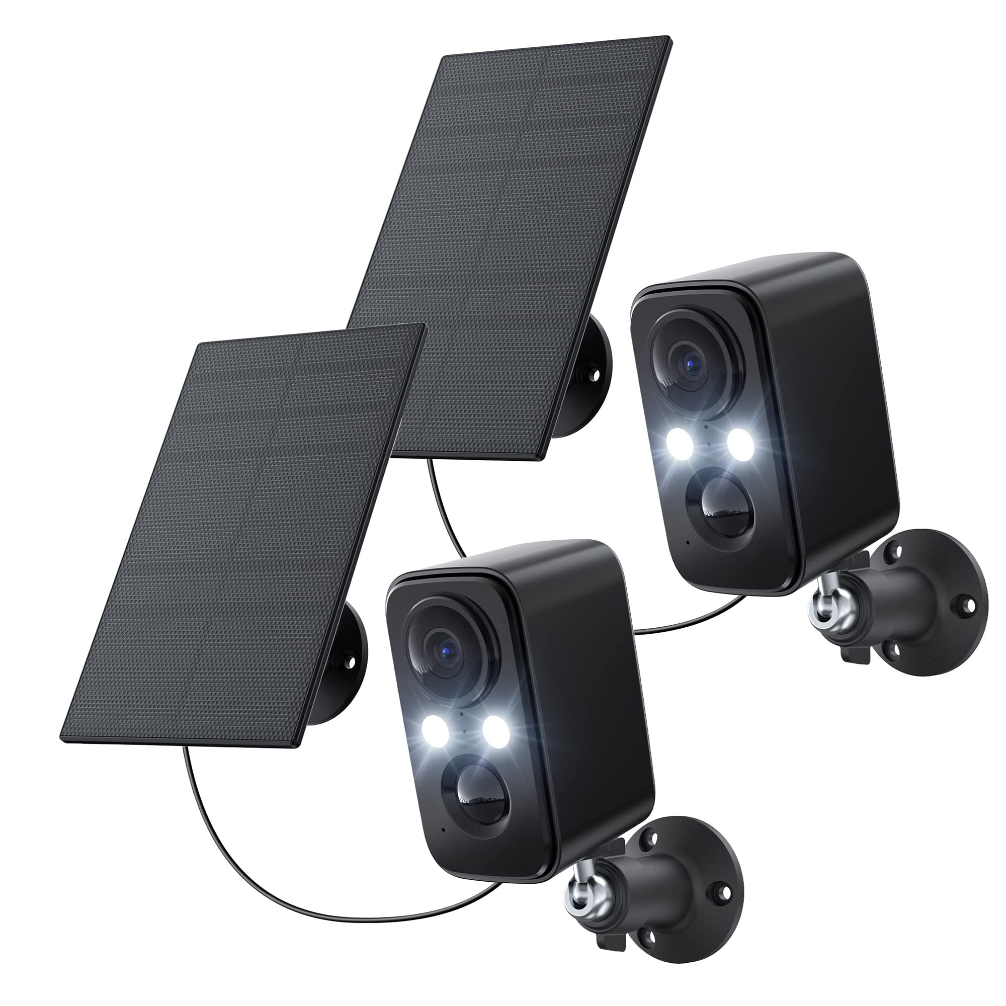 Ihoxtx Telecamera Wifi Esterno con Pannello Solare (2 Pezzi)