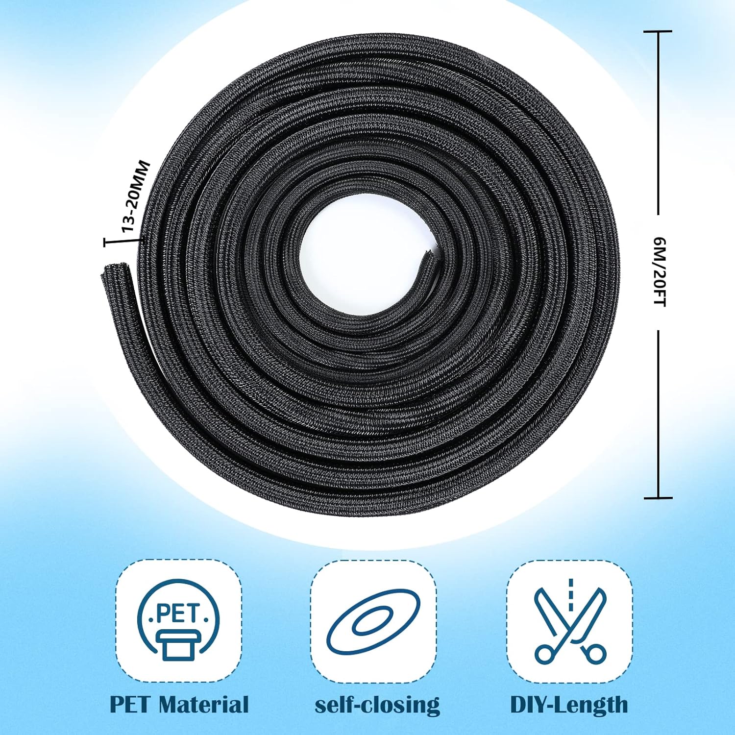 Romon Guaina Cavi Intrecciata 6M, Nera - immagine 2