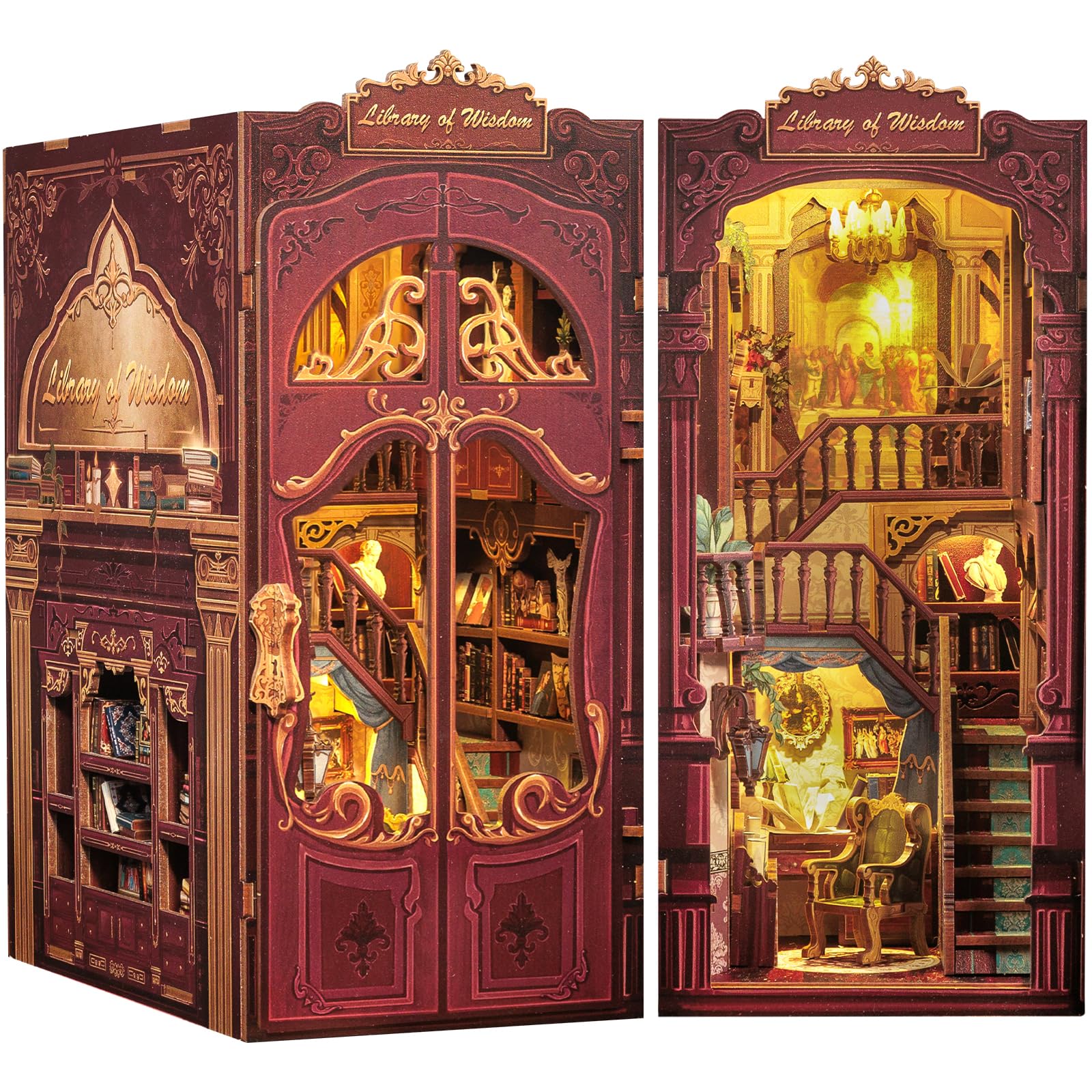 CUTEBEE Book Nook - Kit Fai da Te Miniatura Library of Wisdow
