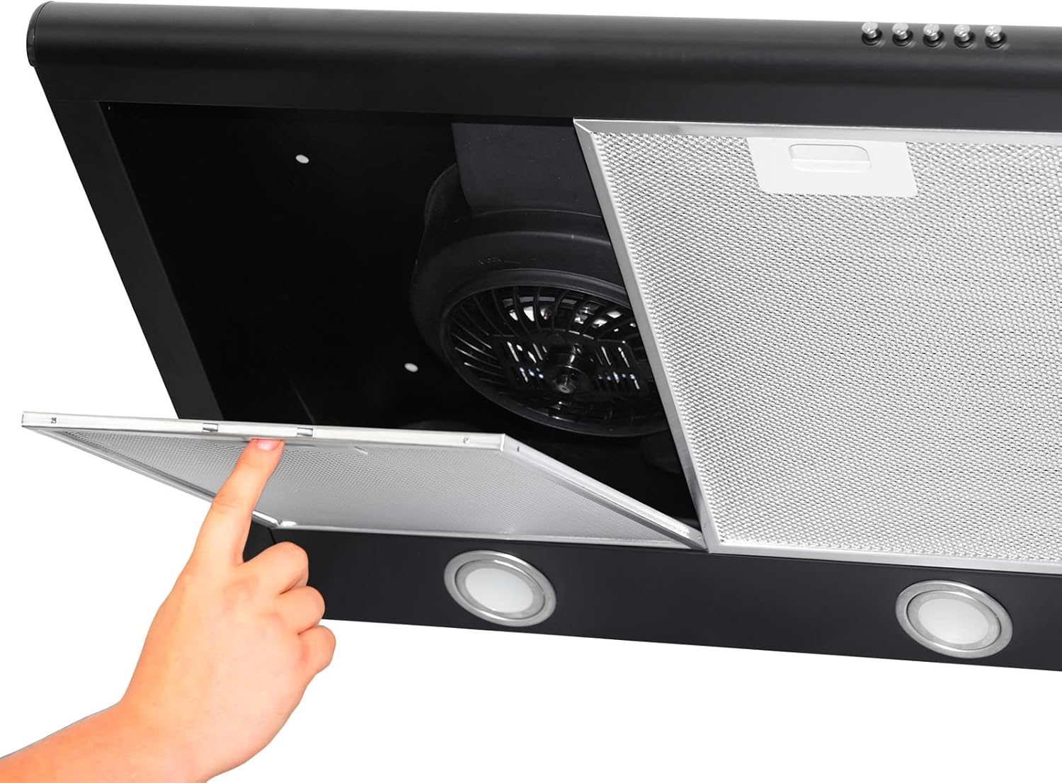 Cappa Aspirante Sottopensile 60cm, Nera, Classe C - immagine 3