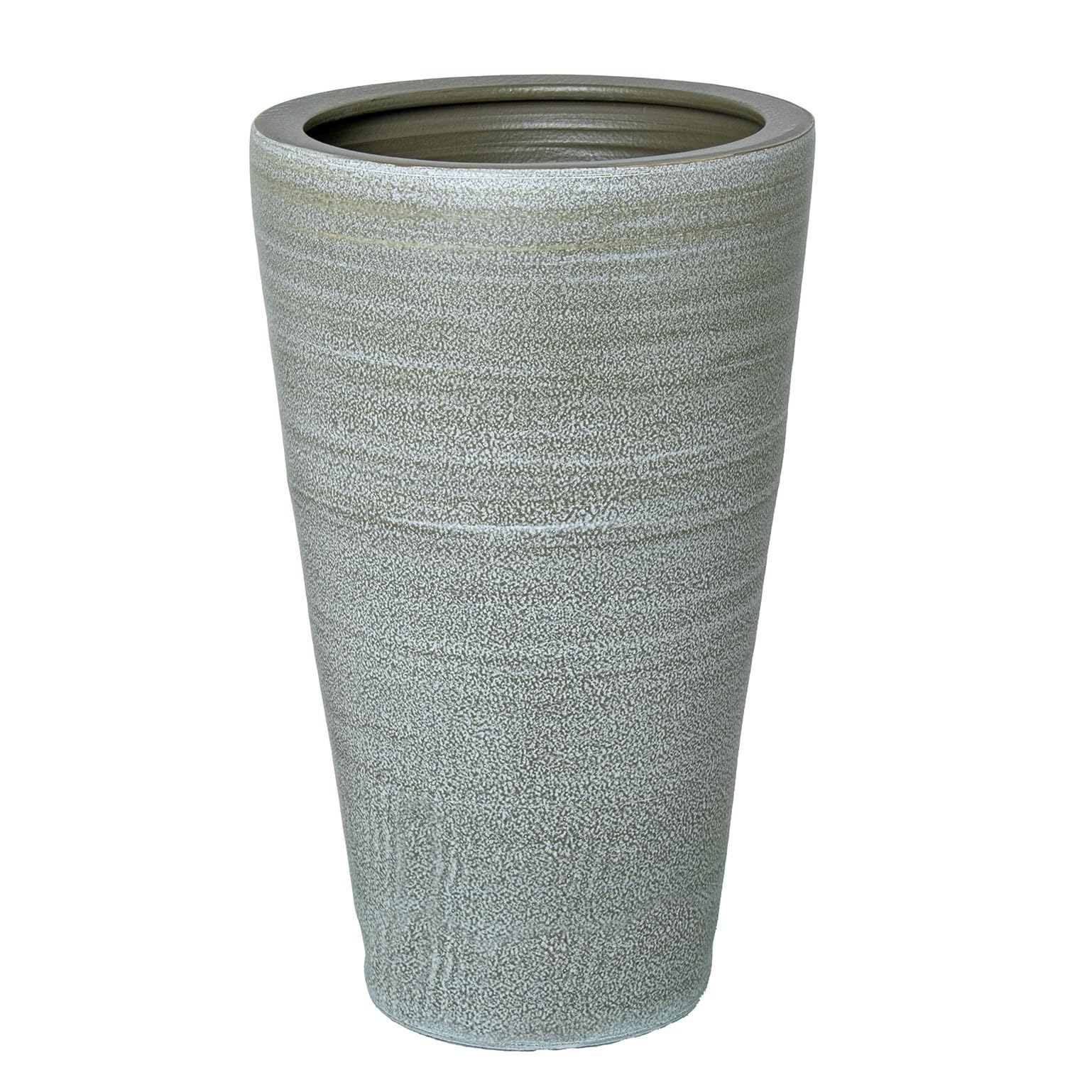 DRW Portaombrelli Vaso da pavimento in ceramica verde oliva 37x37x61 cm