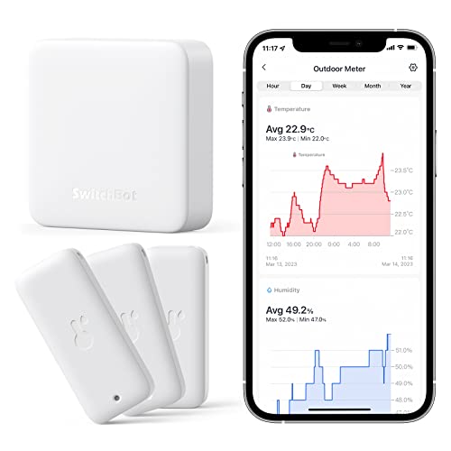 Switchbot Termometro Wi-Fi Igrometro 3 Pezzi con Hub Mini