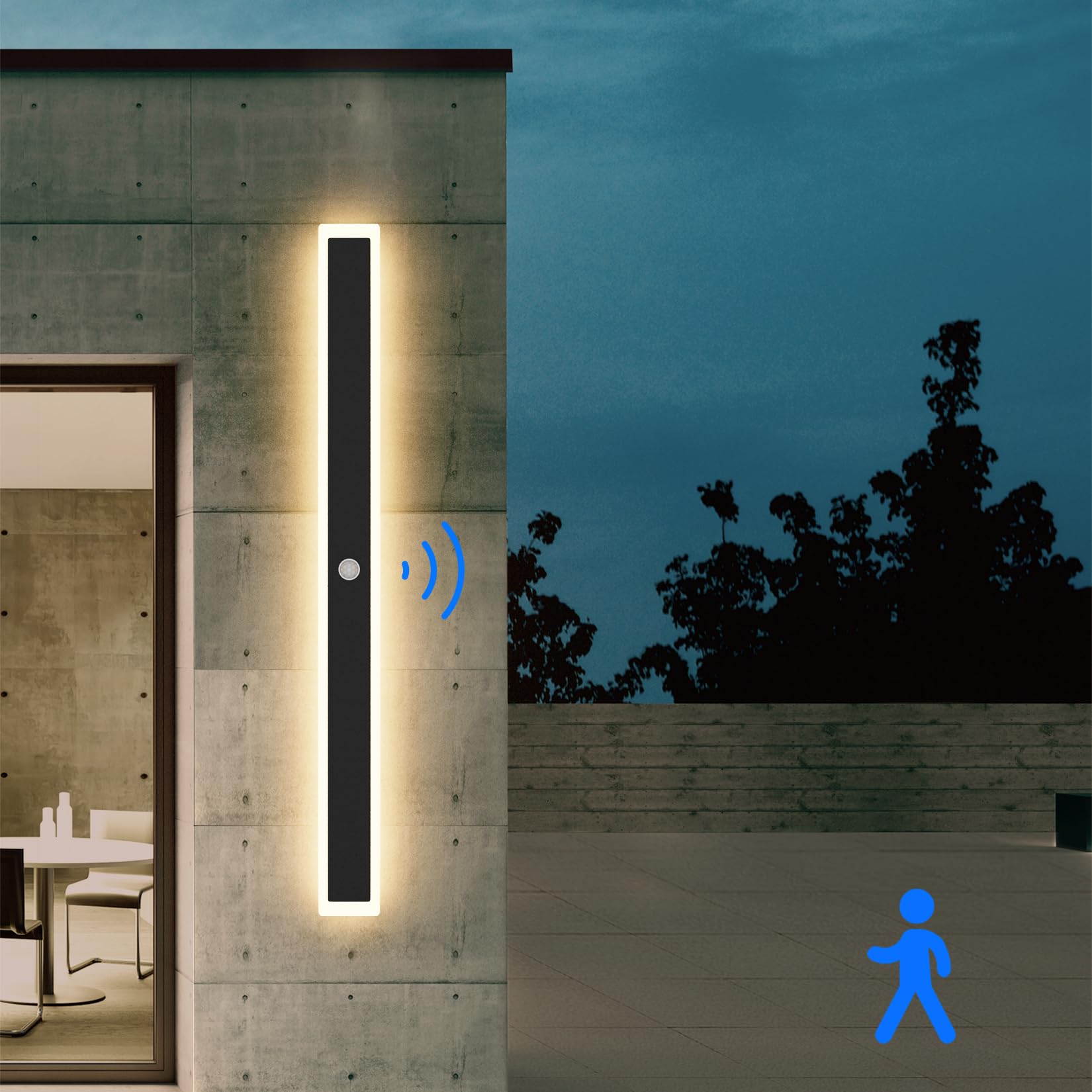 Klighten Applique LED Lunga 100CM/30W Nera IP65