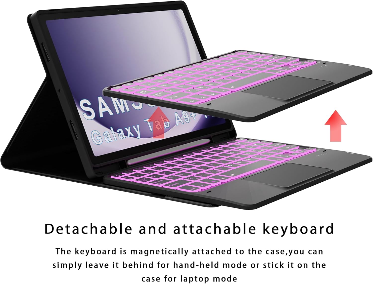 Custodia Tastiera per Samsung Galaxy Tab A9+ 11" Nero - immagine 5