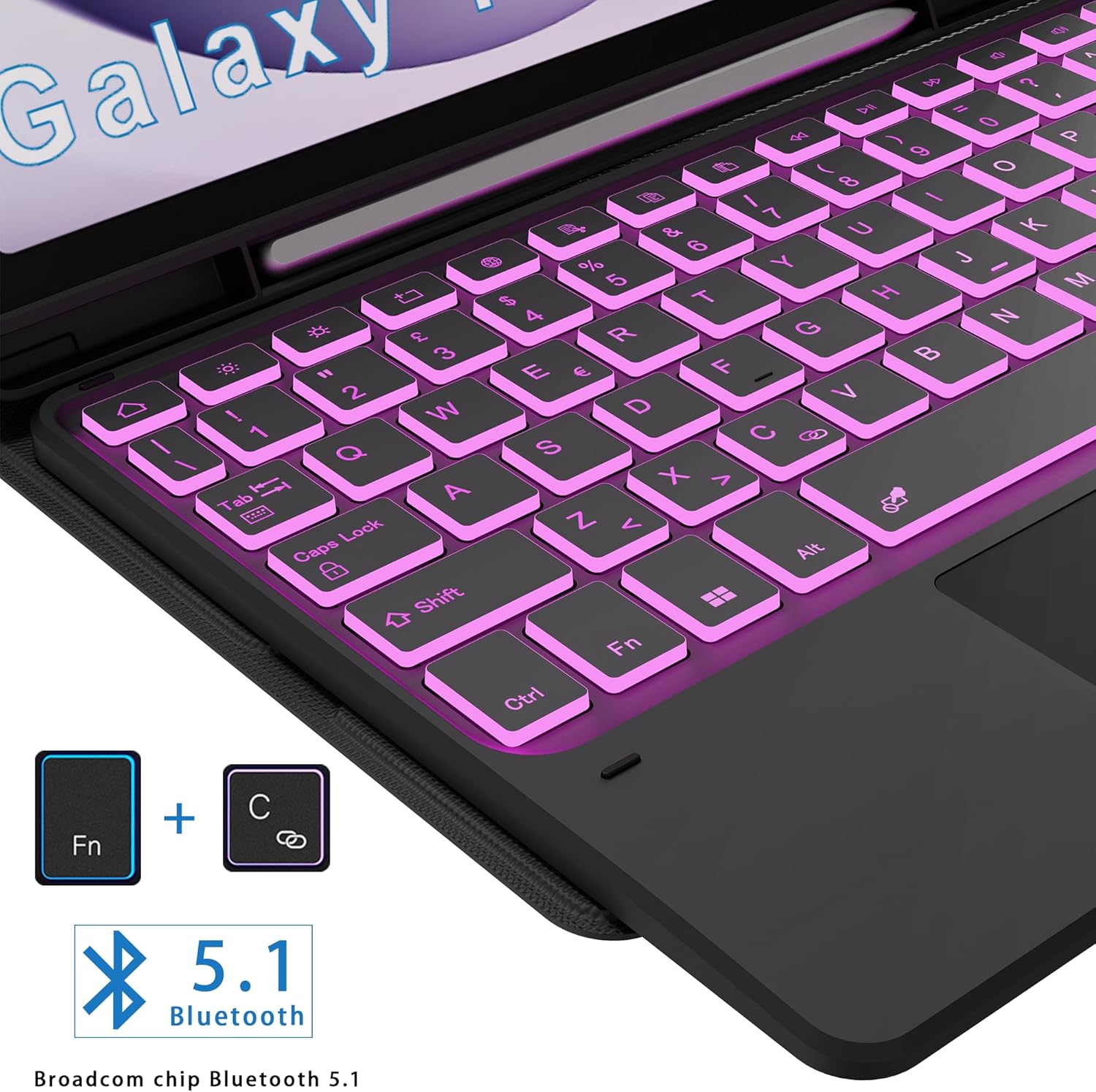 Custodia Tastiera per Samsung Galaxy Tab A9+ 11" Nero - immagine 7