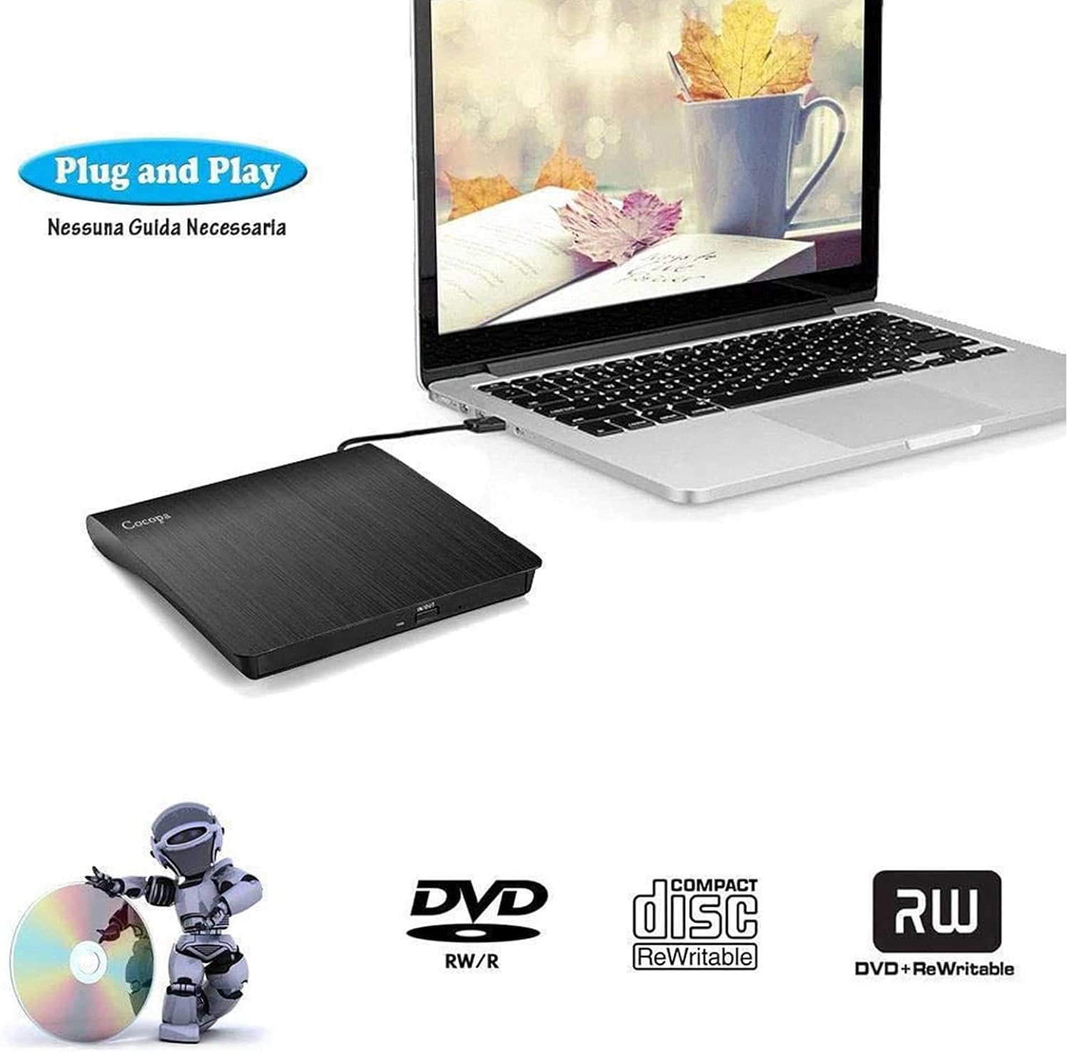 Cocopa Masterizzatore DVD Esterno USB 3.0, Nero - immagine 6