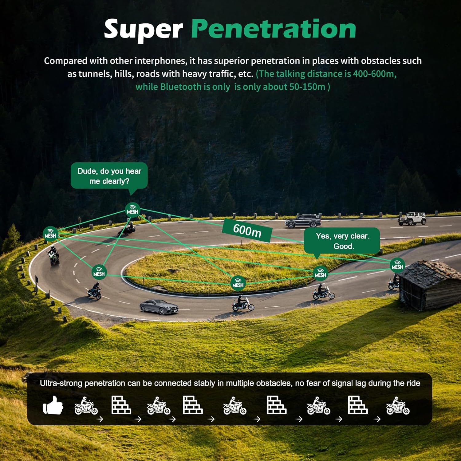 Ejeas Q8 Mesh Interphone Moto Bluetooth Couple - immagine 3