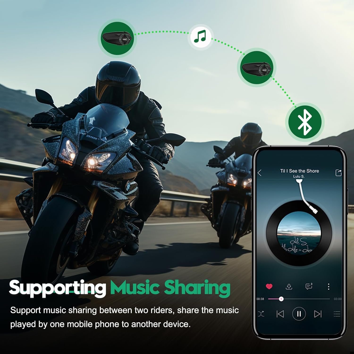 Ejeas Q8 Mesh Interphone Moto Bluetooth Couple - immagine 4