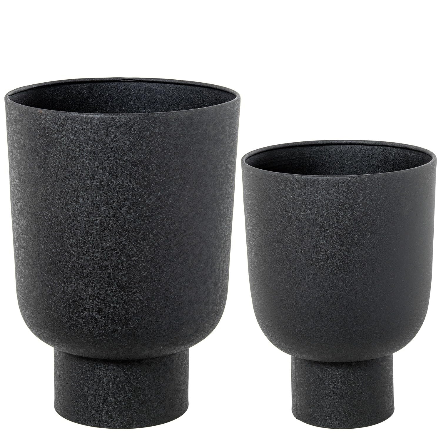 DRW Set di 2 vasi con base in metallo nero 27 x 27 x 39 cm e 23 x 23 x 32 cm