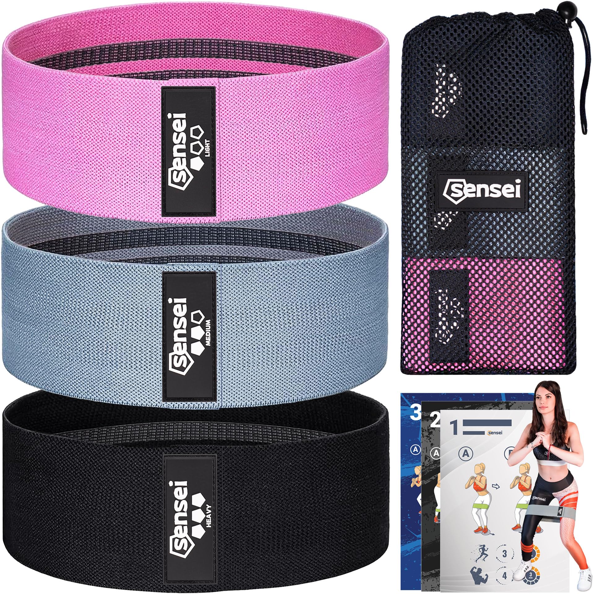 Sensei® Elastici Fitness Set - 3 Fasce Antiscivolo