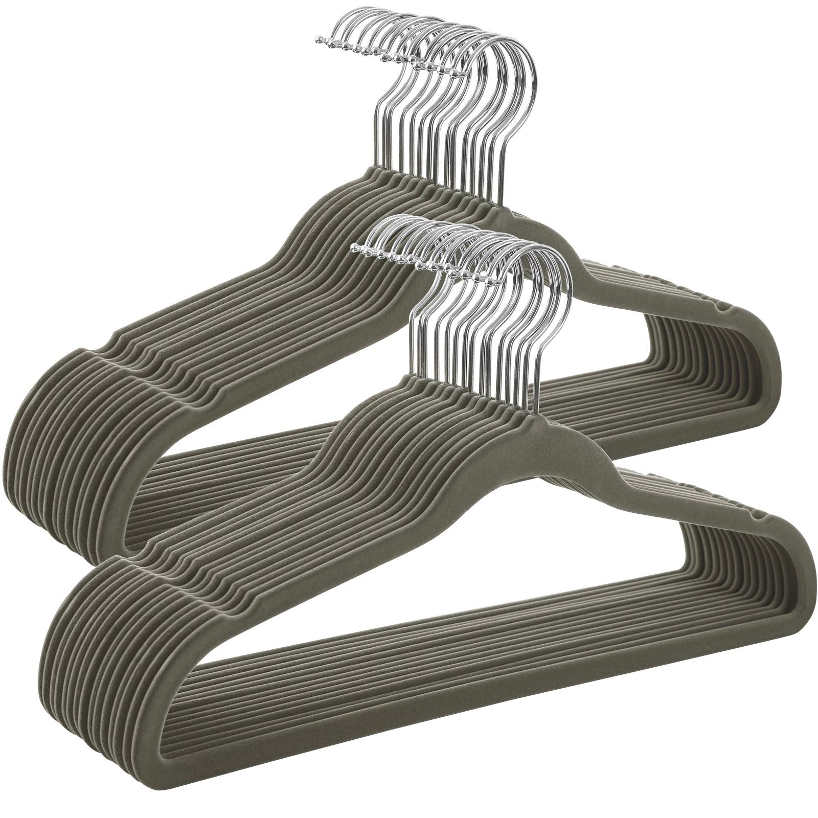 Songmics Grucce Appendiabiti in Velluto 30 Pezzi, Grigio