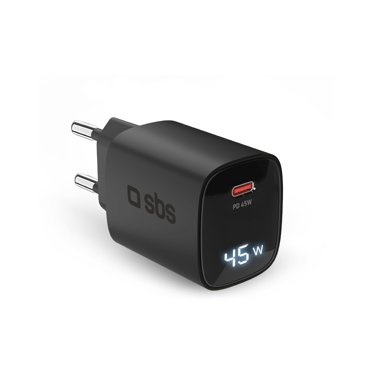 Sbs Alimentatore LCD 45W USB-C GaN, Nero