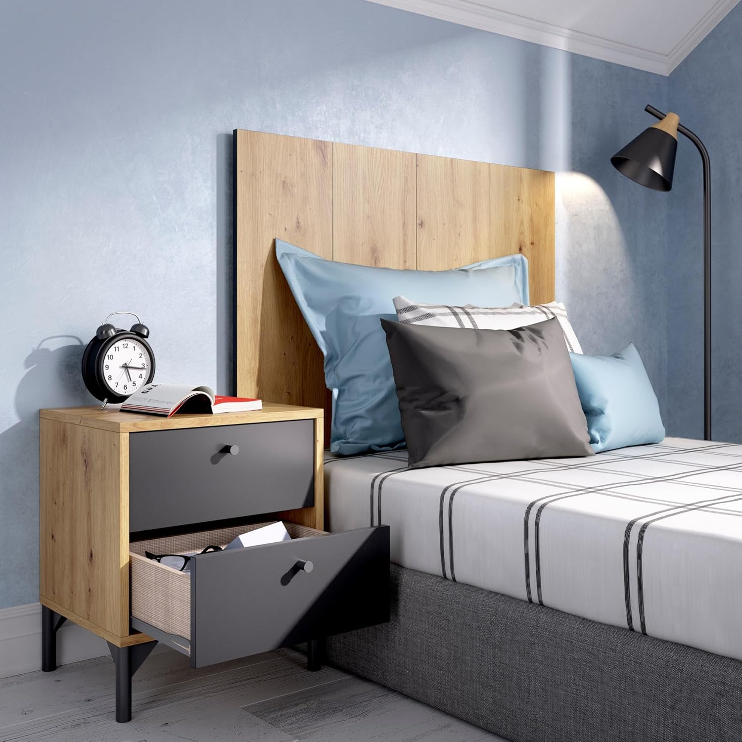 Dmora - Testiera Letto Colombine Rovere e Antracite