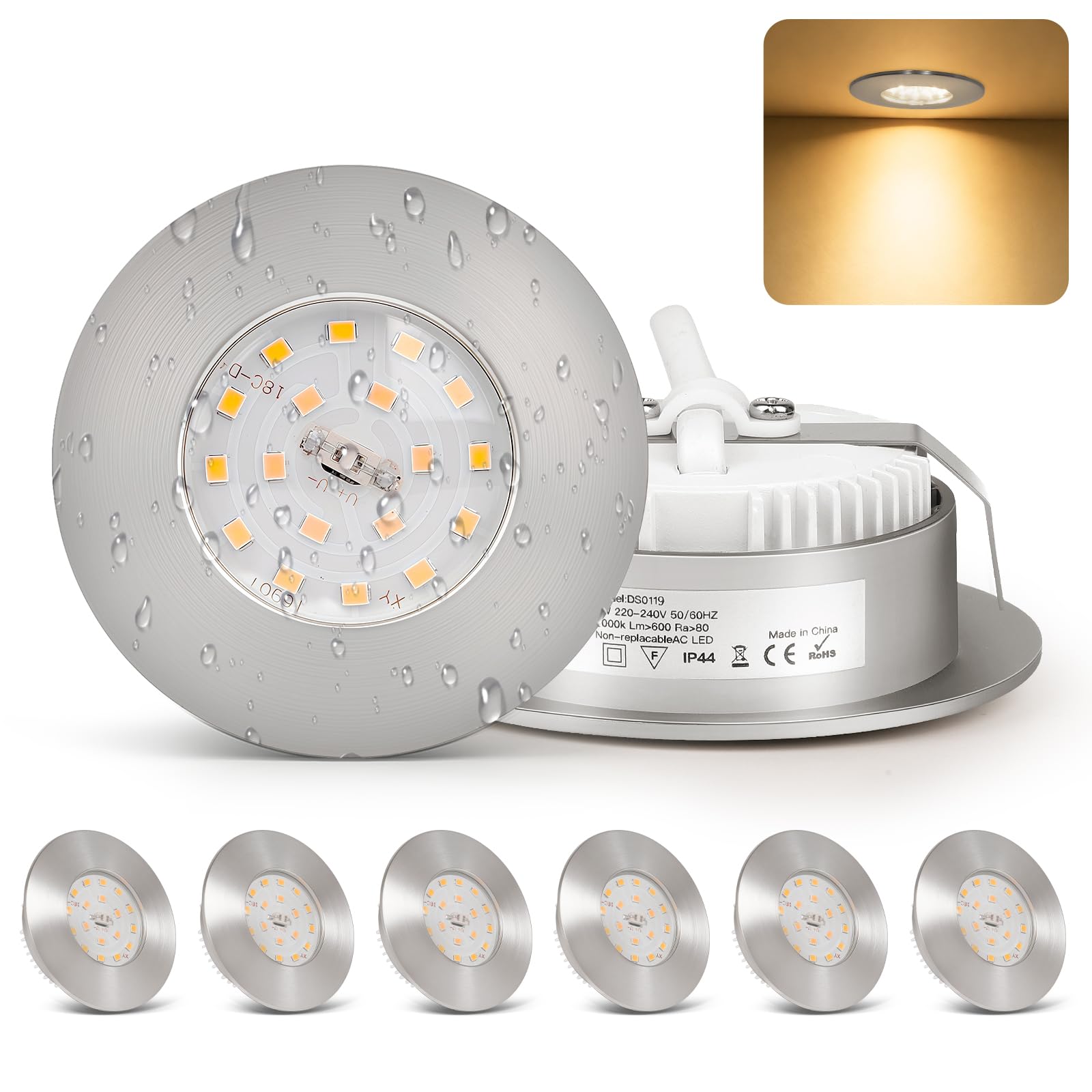 Faretti da Incasso a LED 230V Ultra Flat 6W IP44 Faretti da Incasso a ...
