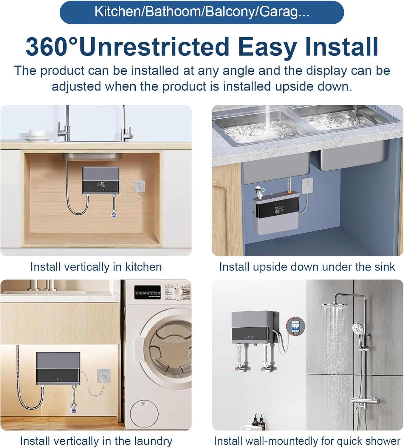 Scaldacqua Istantaneo Elettronico 6000W 220V, Sliver - immagine 4