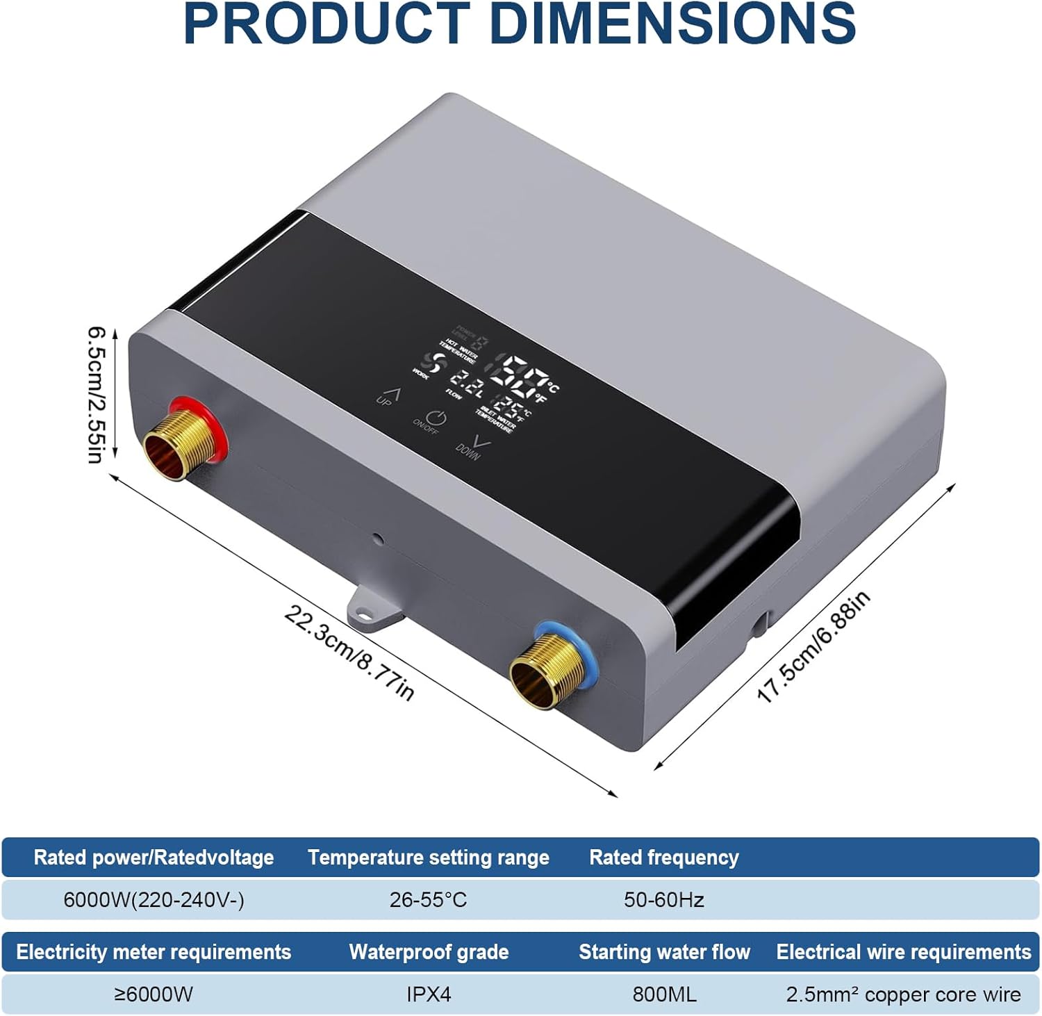 Scaldacqua Istantaneo Elettronico 6000W 220V, Sliver - immagine 6