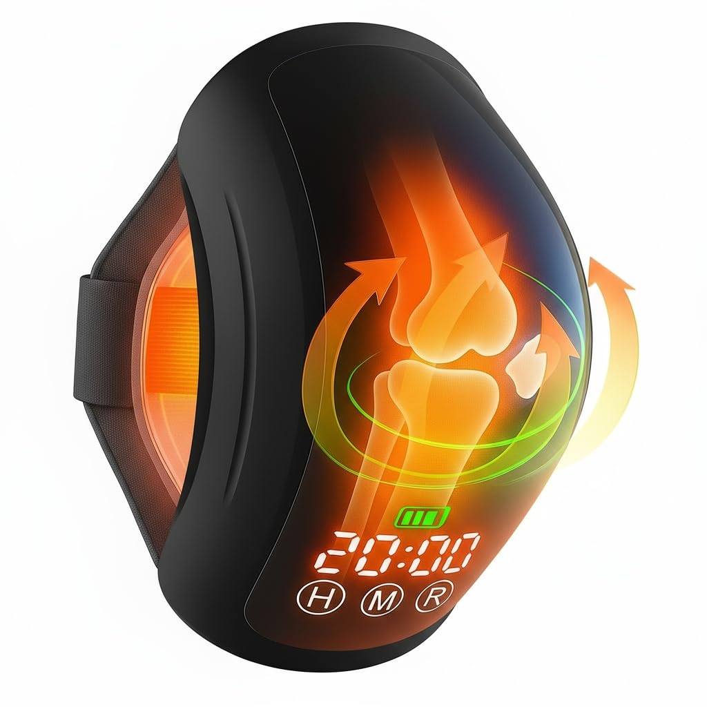 Ikeener Massaggiatore Ginocchio Cordless con Calore e Vibrazione