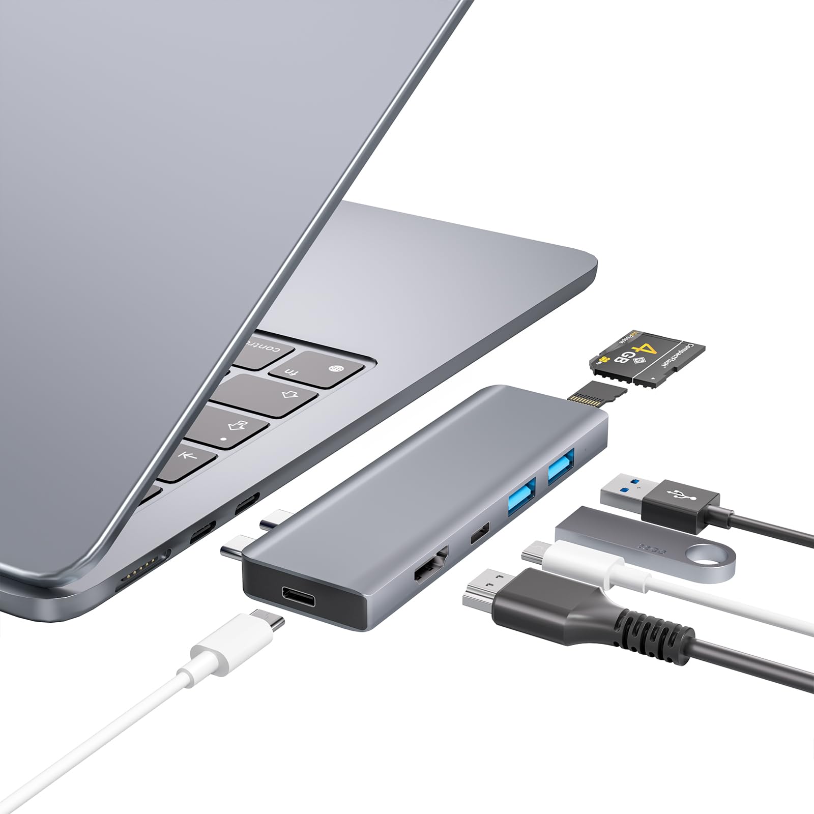 Zanbix USB C Hub 7-in-2 per MacBook Pro Air, Space Gray