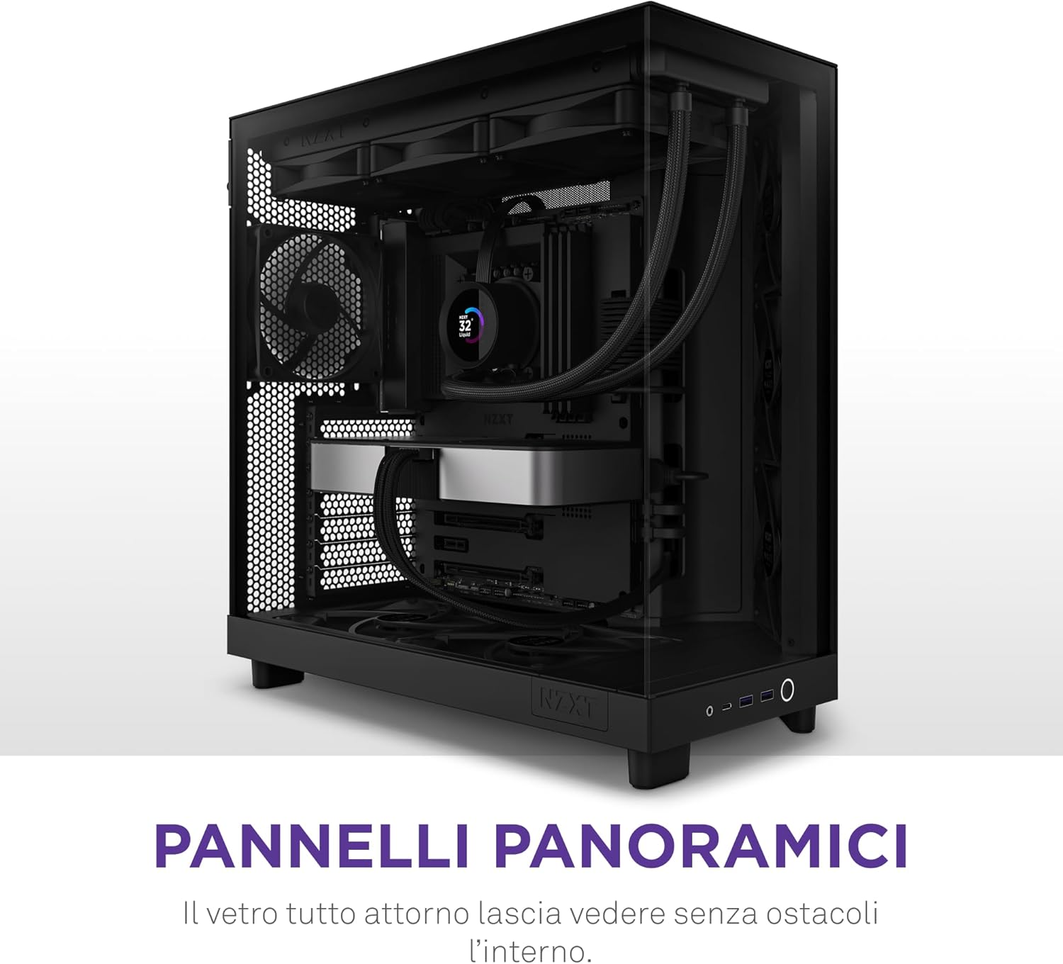 Nzxt H6 Flow - Case Mid-Tower a Doppia Camera, Nero - immagine 2