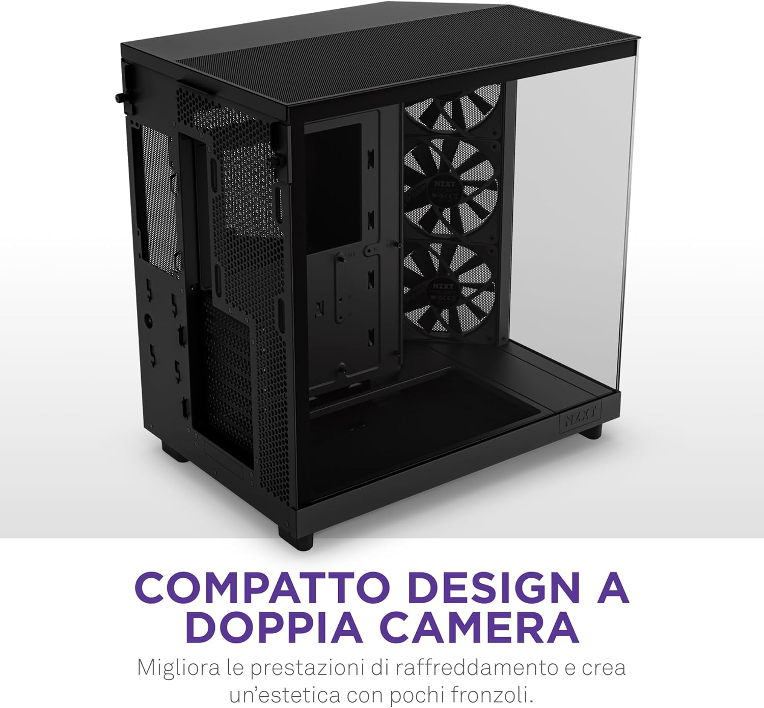 Nzxt H6 Flow - Case Mid-Tower a Doppia Camera, Nero - immagine 3