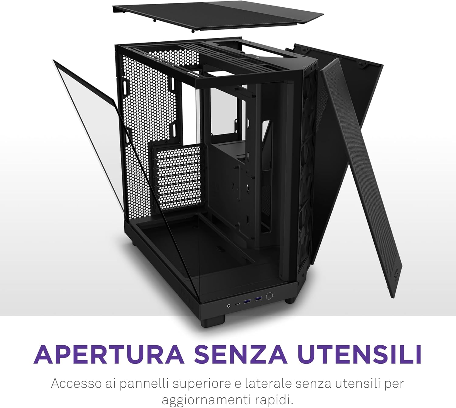 Nzxt H6 Flow - Case Mid-Tower a Doppia Camera, Nero - immagine 7