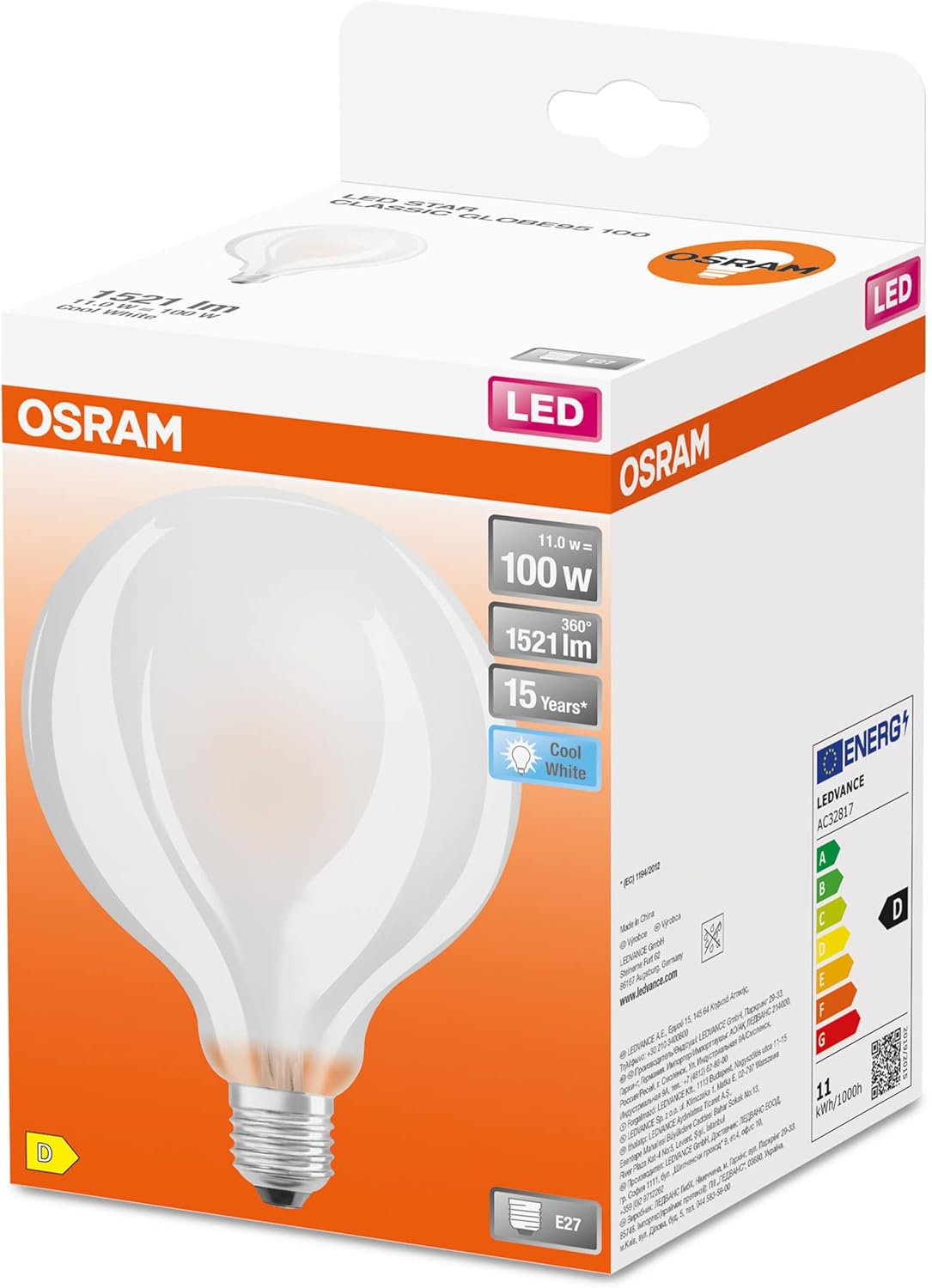 Osram LED Star GLOBE95 - Lampada LED E27 4000K - Set 6