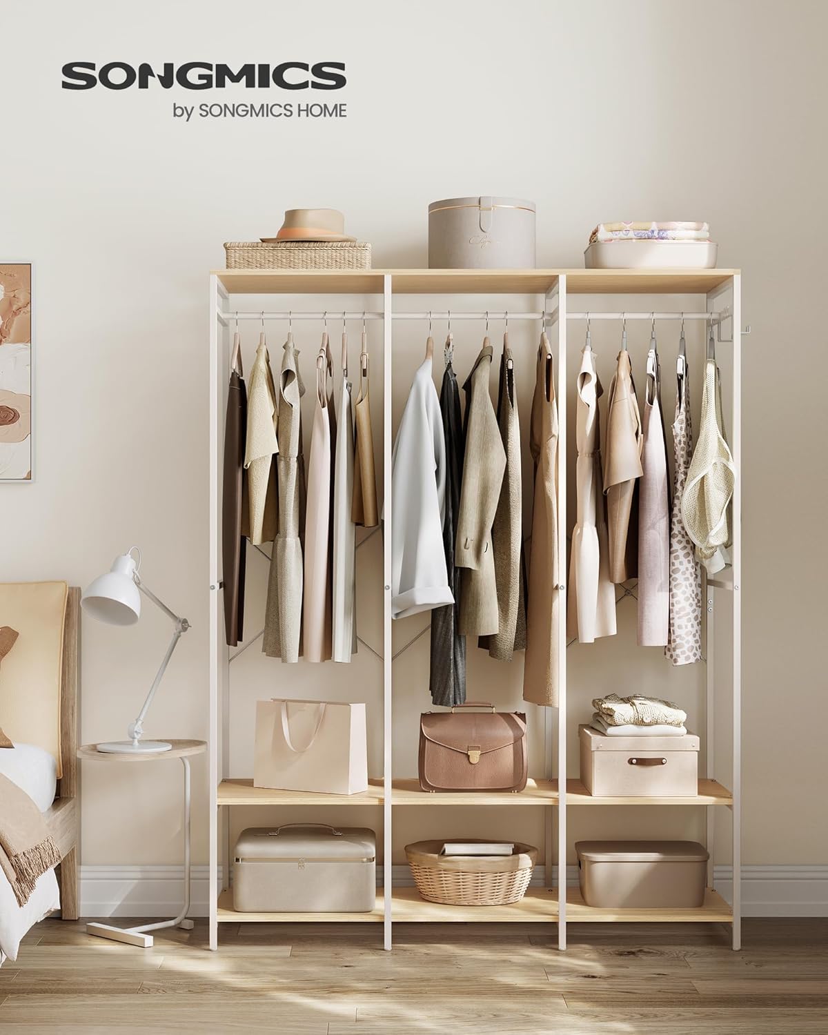 Songmics Armadio Portatile Pieghevole 40x141x180 cm, Beige - immagine 2