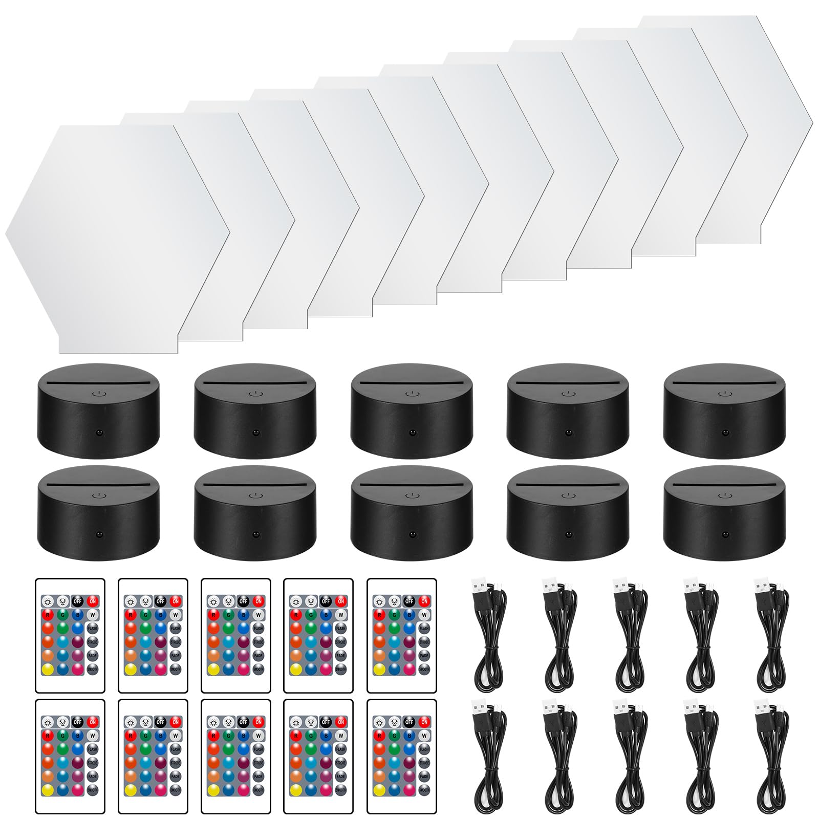 Konesky Set 10 Basi per Lampada Acrilico con Telecomando