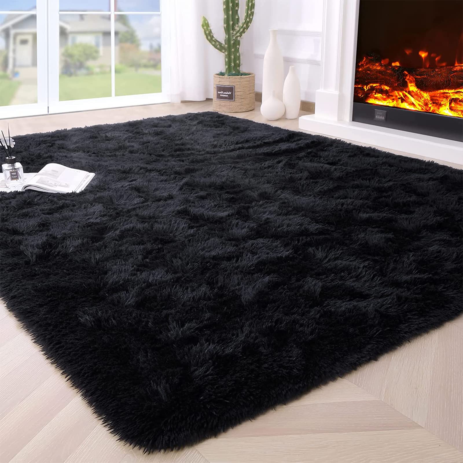 Vanderhome Tappeto a Pelo Lungo Shaggy 200x300cm, Nero