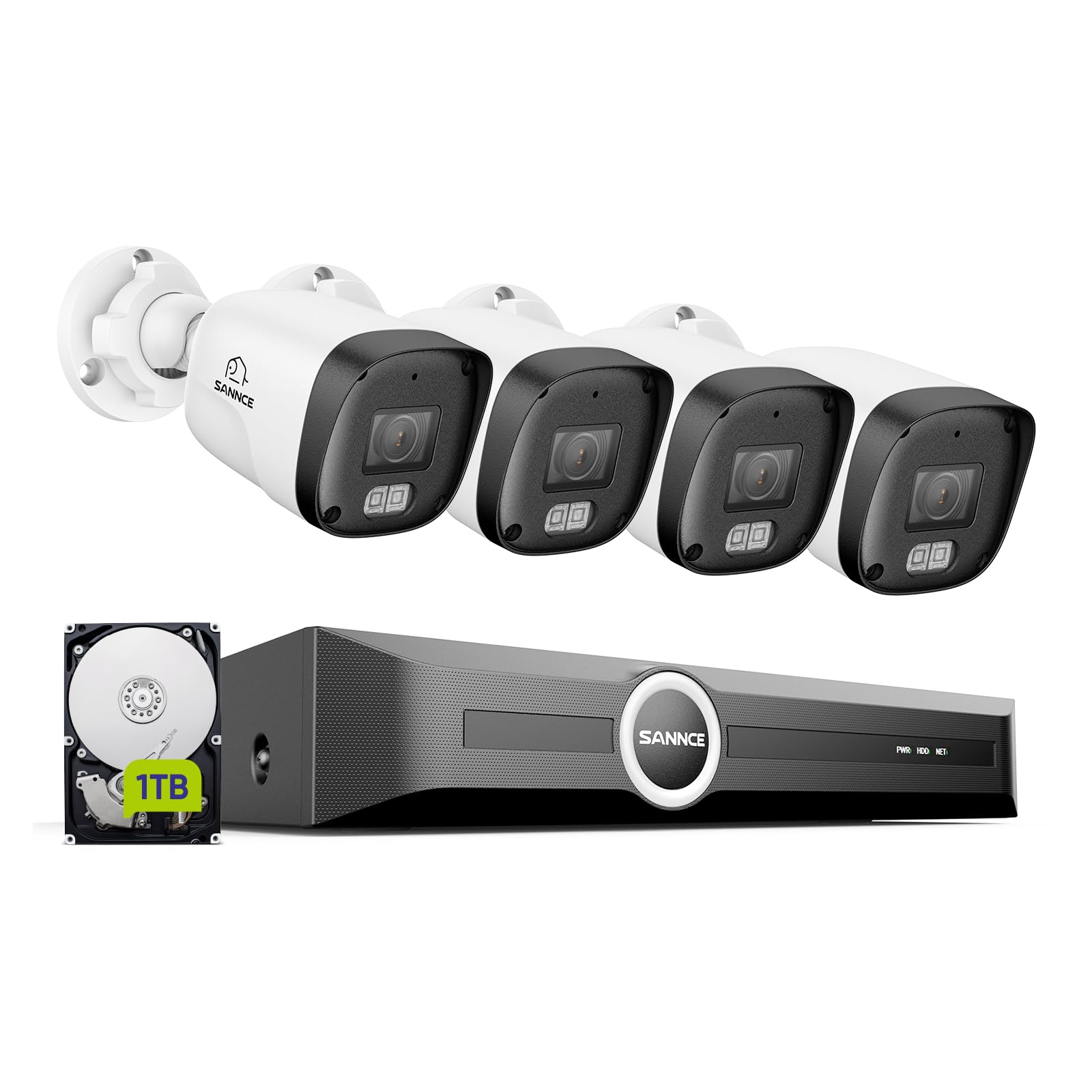 Sannce Sistema di Sorveglianza 8CH POE CCTV con 4 Telecamere