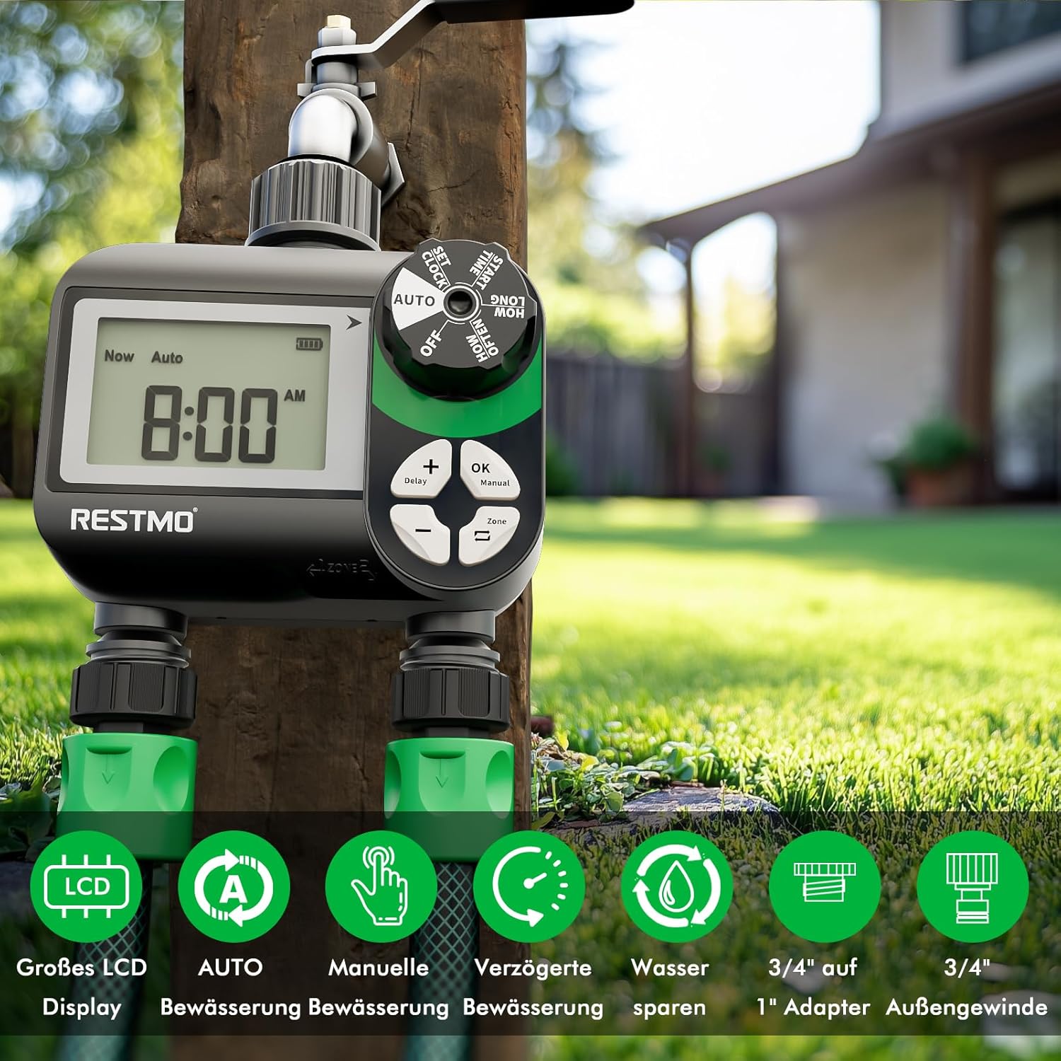 Restmo Timer Acqua 2 Uscite con Tubo Irrigazione - immagine 2