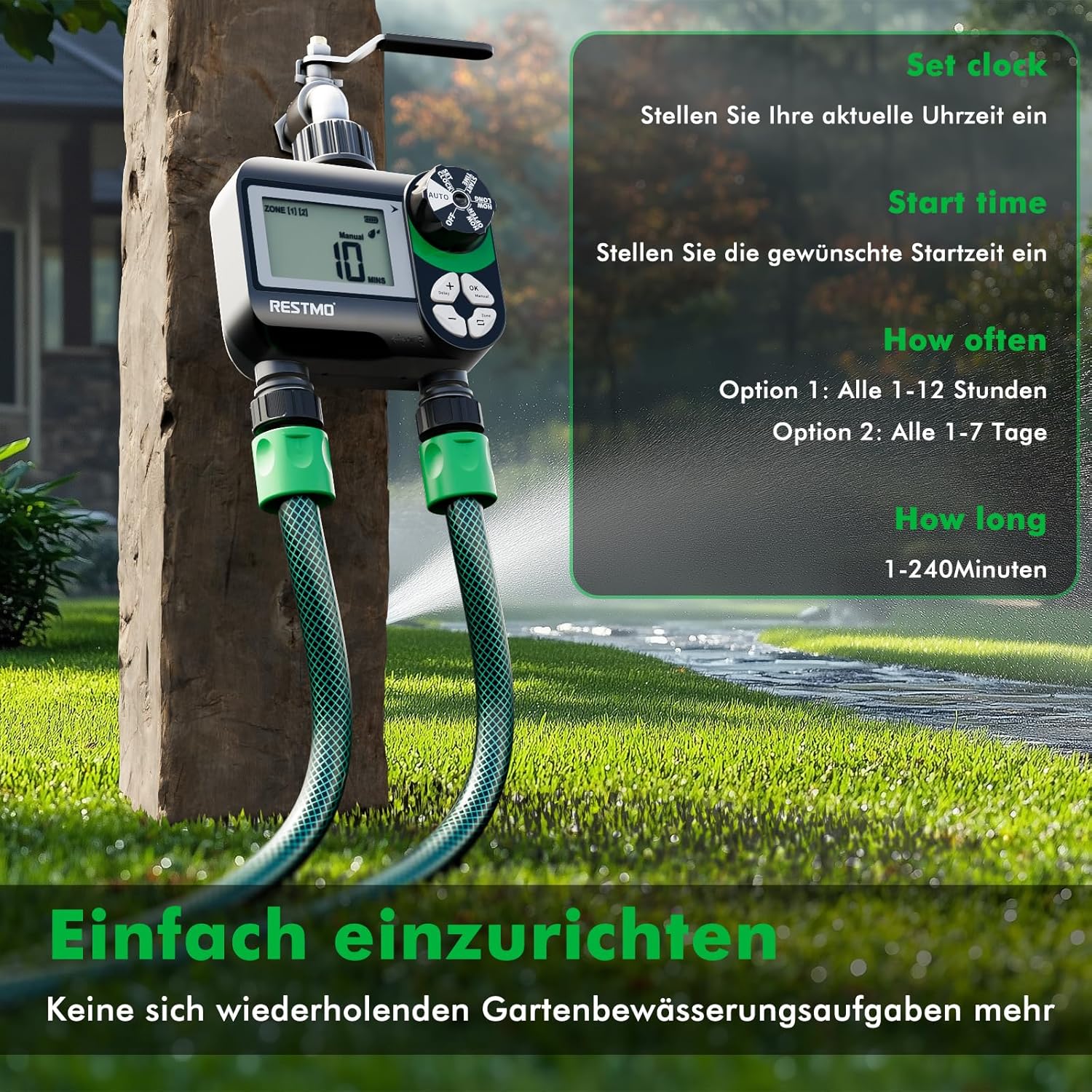 Restmo Timer Acqua 2 Uscite con Tubo Irrigazione - immagine 4