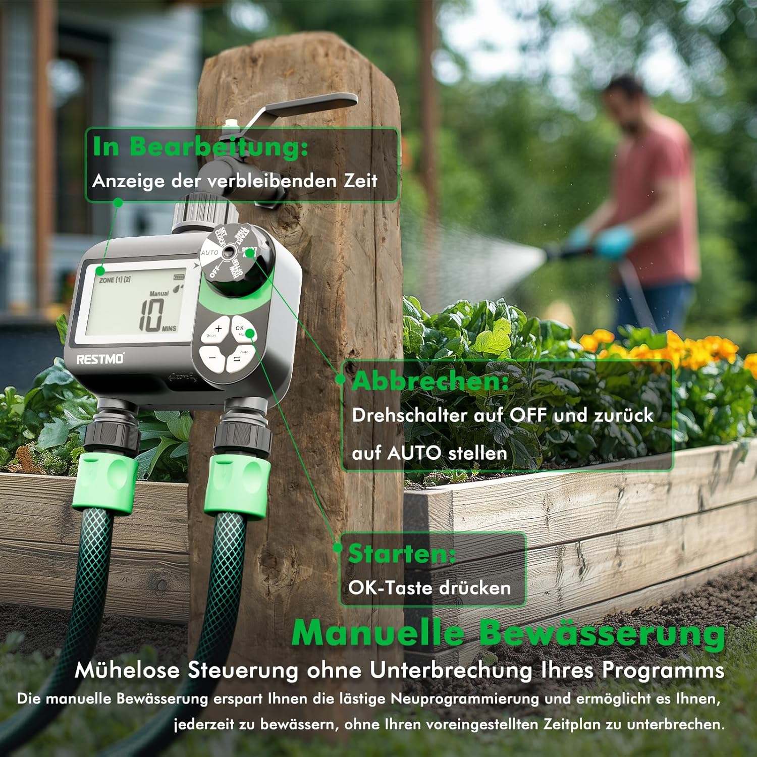 Restmo Timer Acqua 2 Uscite con Tubo Irrigazione - immagine 6