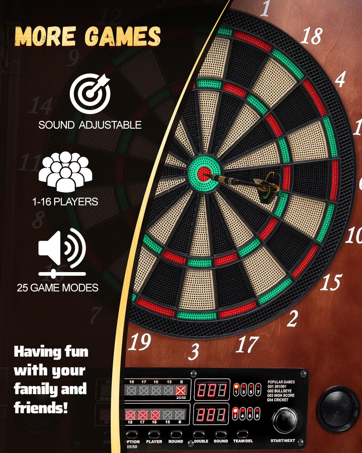 Bersaglio Freccette Elettronico con 12 Freccette - immagine 4