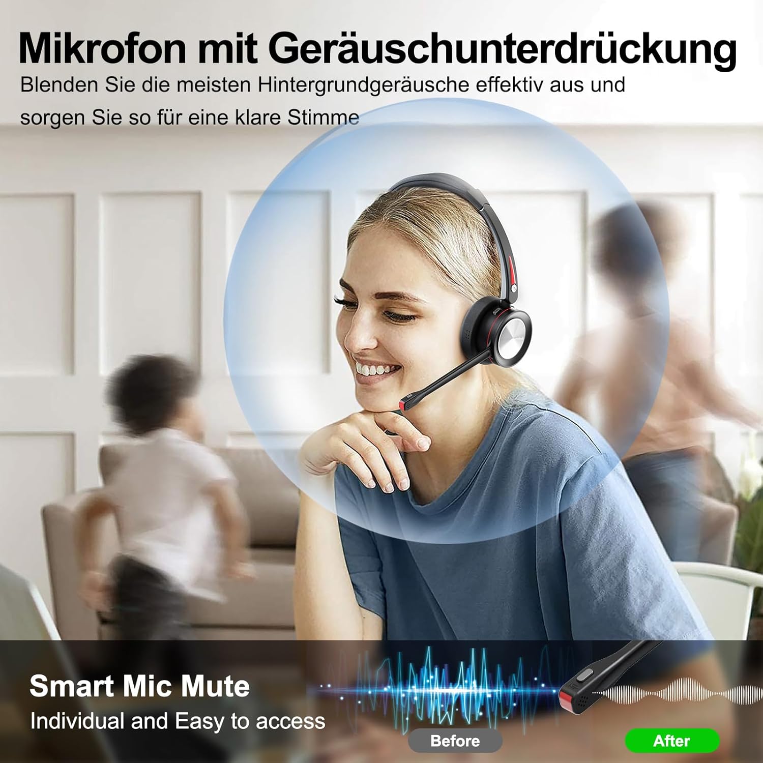Cuffie Bluetooth con Microfono 40h Conversazione - immagine 2
