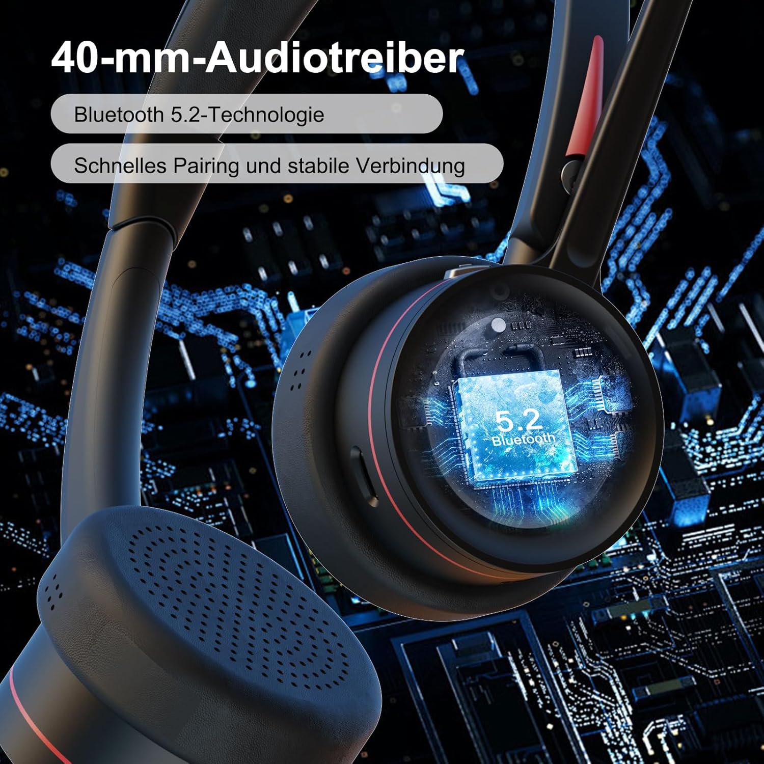 Cuffie Bluetooth con Microfono 40h Conversazione - immagine 3