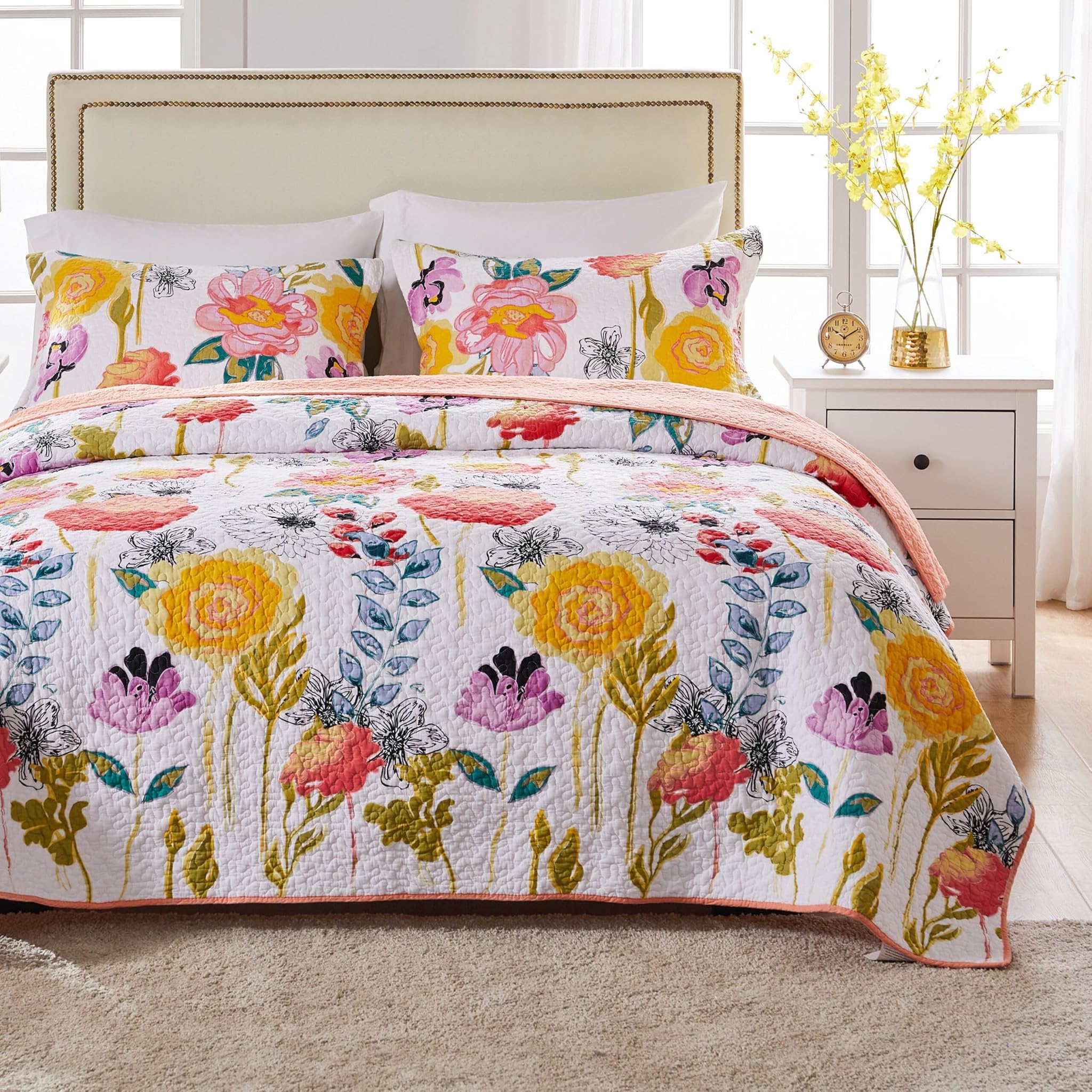 Greenland Home Fashions Watercolor Dream Set Trapunta Floreale