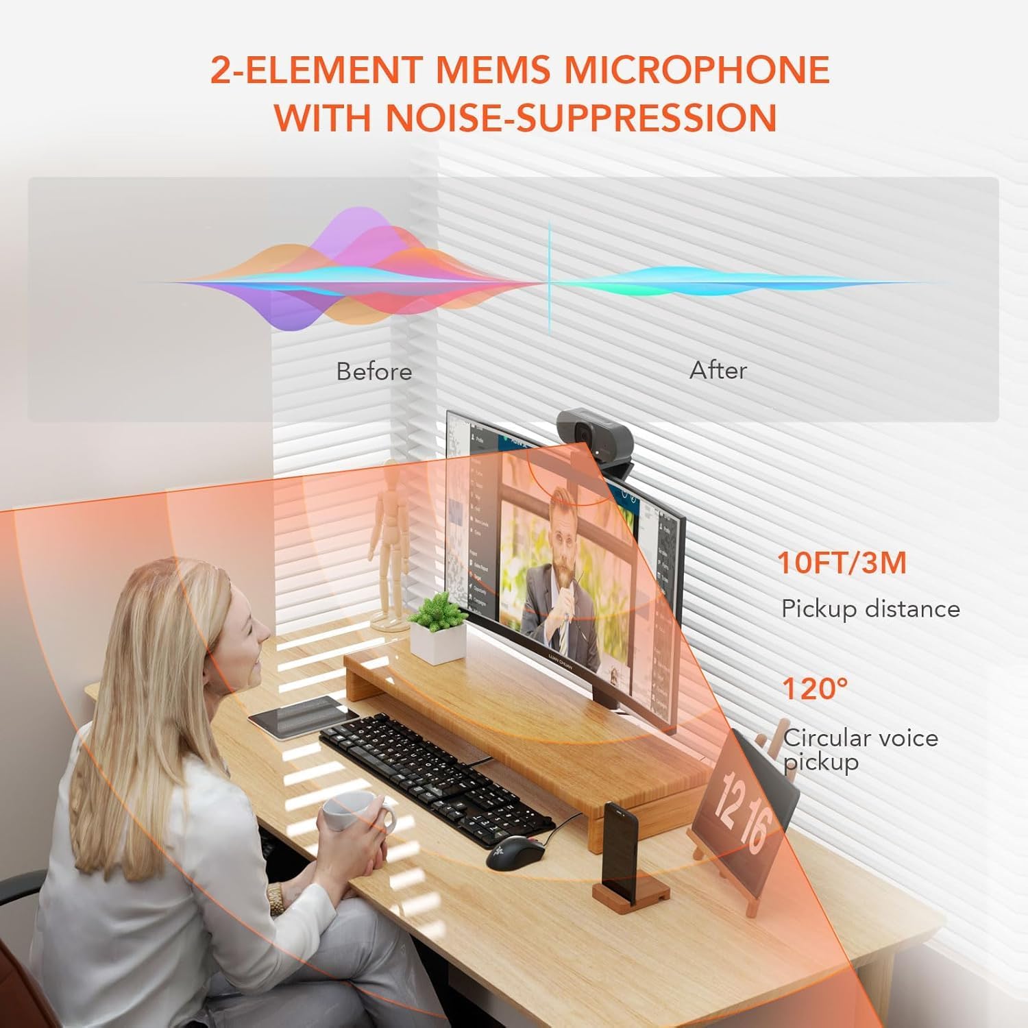 Nuroum V15-AF 2K Webcam con Doppio Microfono - immagine 6