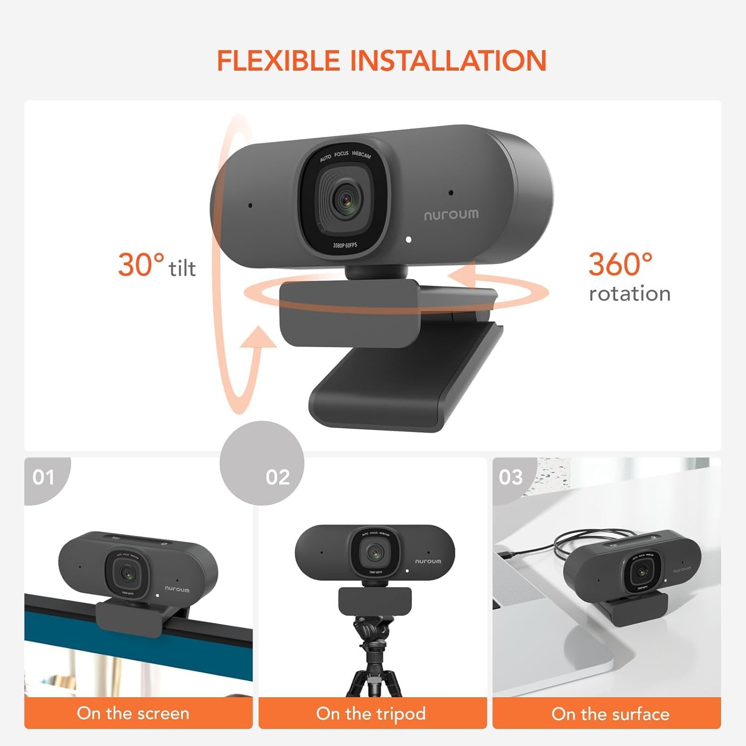 Nuroum V15-AF 2K Webcam con Doppio Microfono - immagine 8
