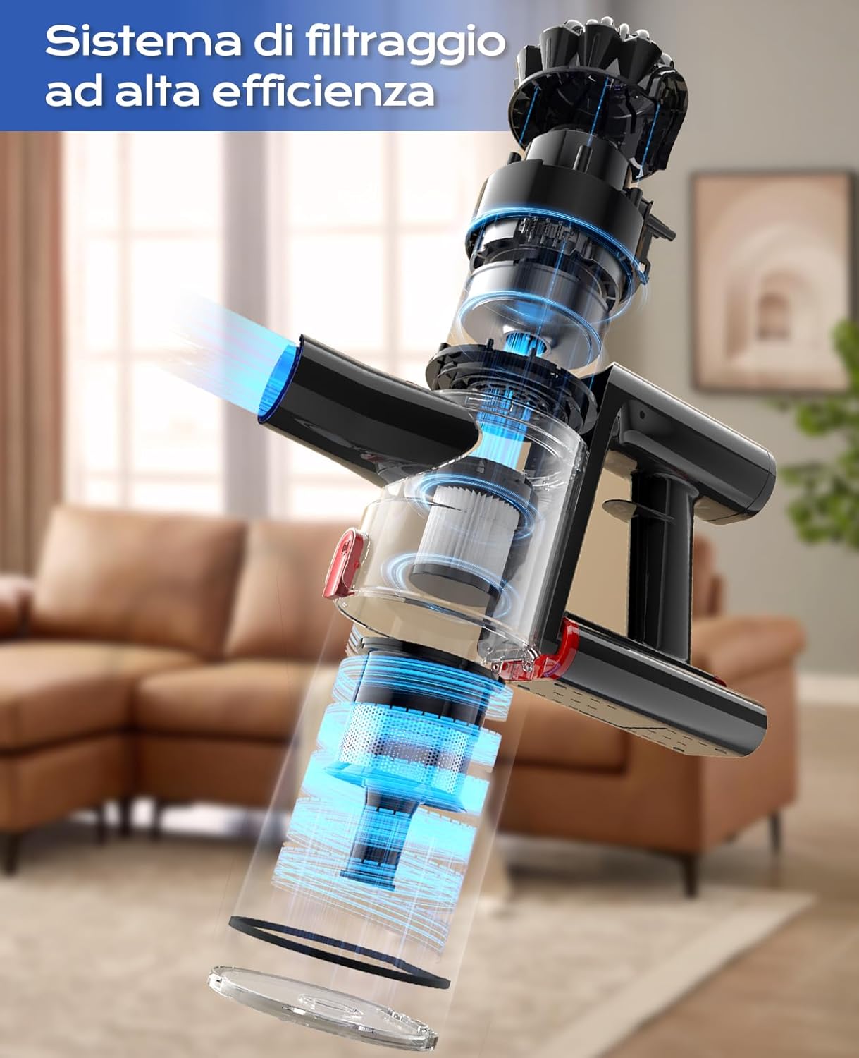 Ivormentico Aspirapolvere Senza Fili 50min/450W/40KPA, Blu - immagine 6