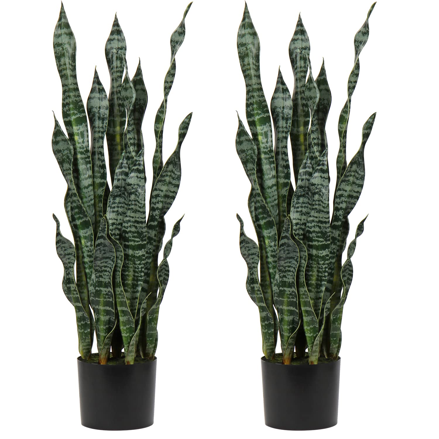 2PCS Piante Artificiali Sansevieria Finta 94 cm con Vaso, Verde