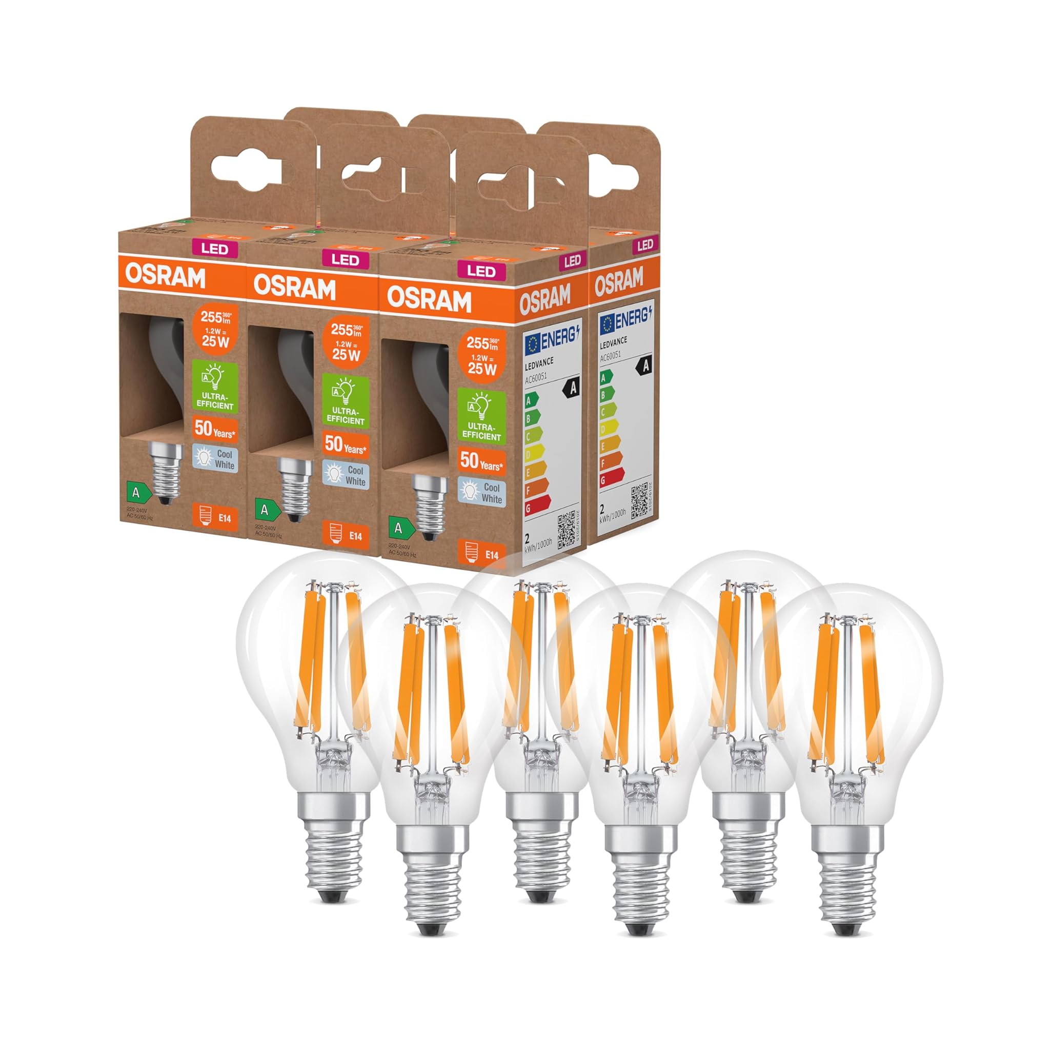 Osram Lampada LED E14 1.2W 4000K Bianco Freddo (6 pz)