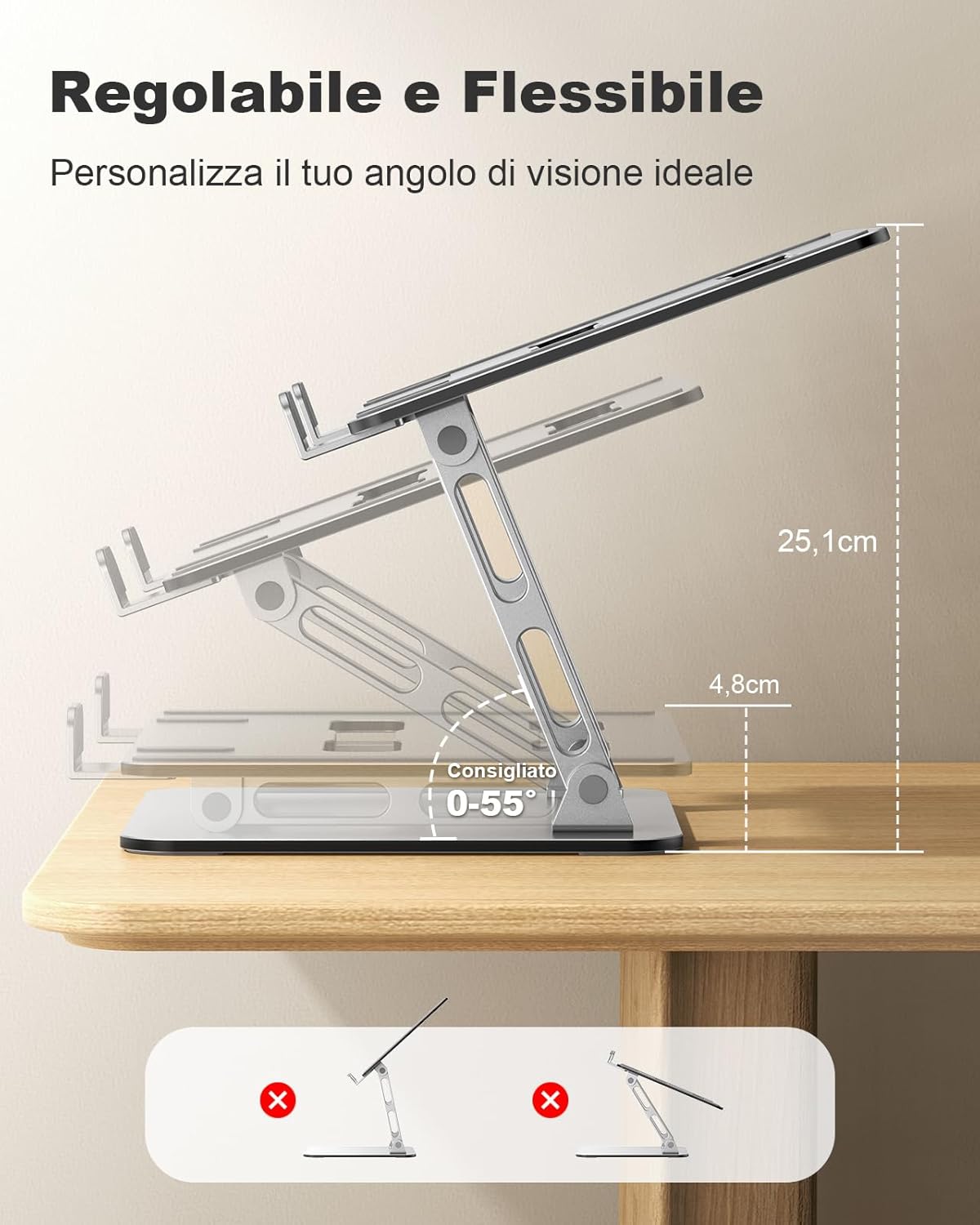 Babacom Supporto PC Portatile Ergonomico da Scrivania - immagine 4