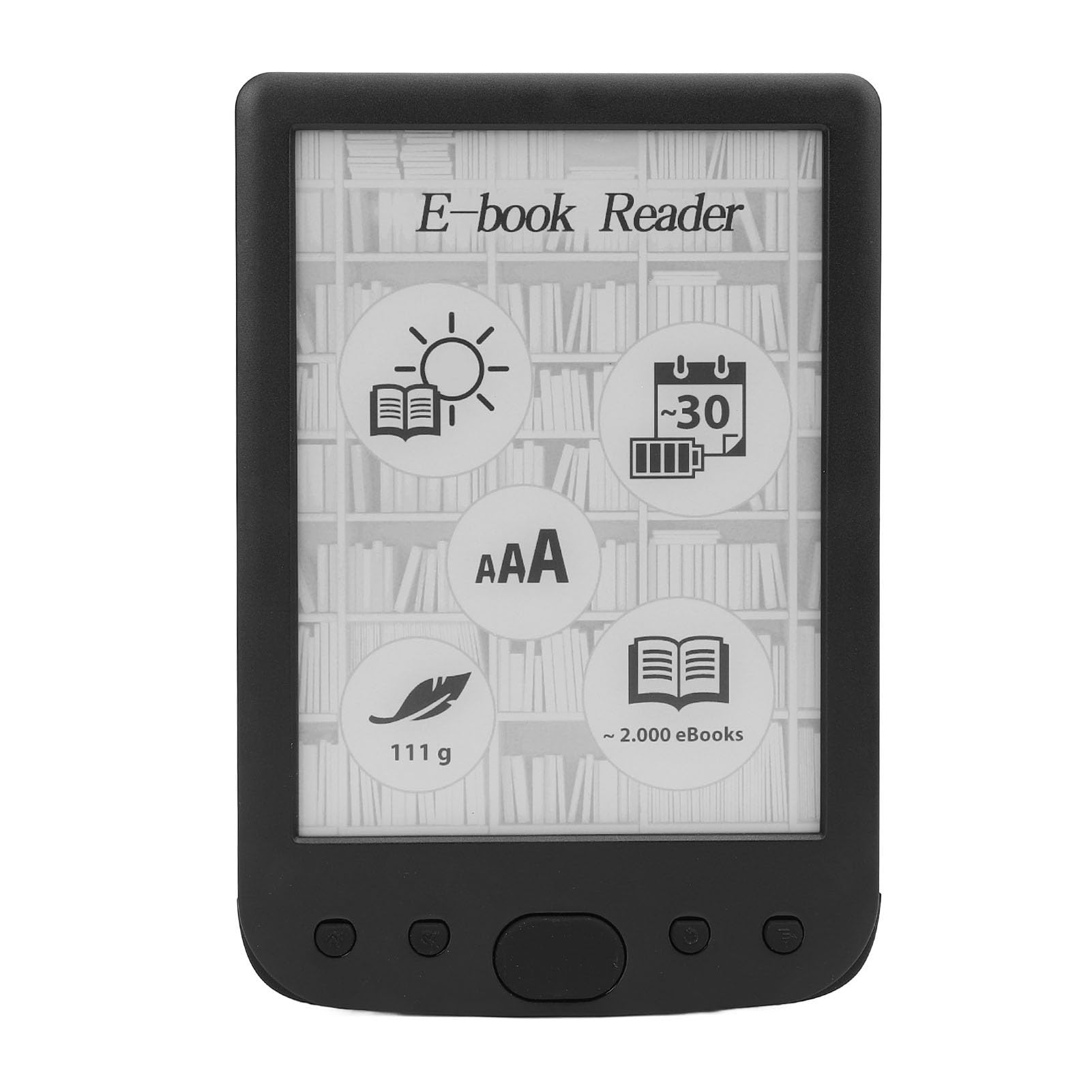Lettore E-book 6" con Schermo Tattile HD Antiriflesso