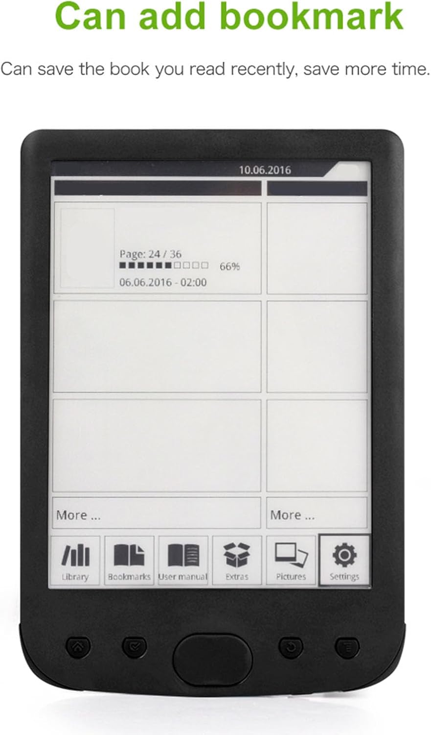 Lettore E-book 6" con Schermo Tattile HD Antiriflesso - immagine 3